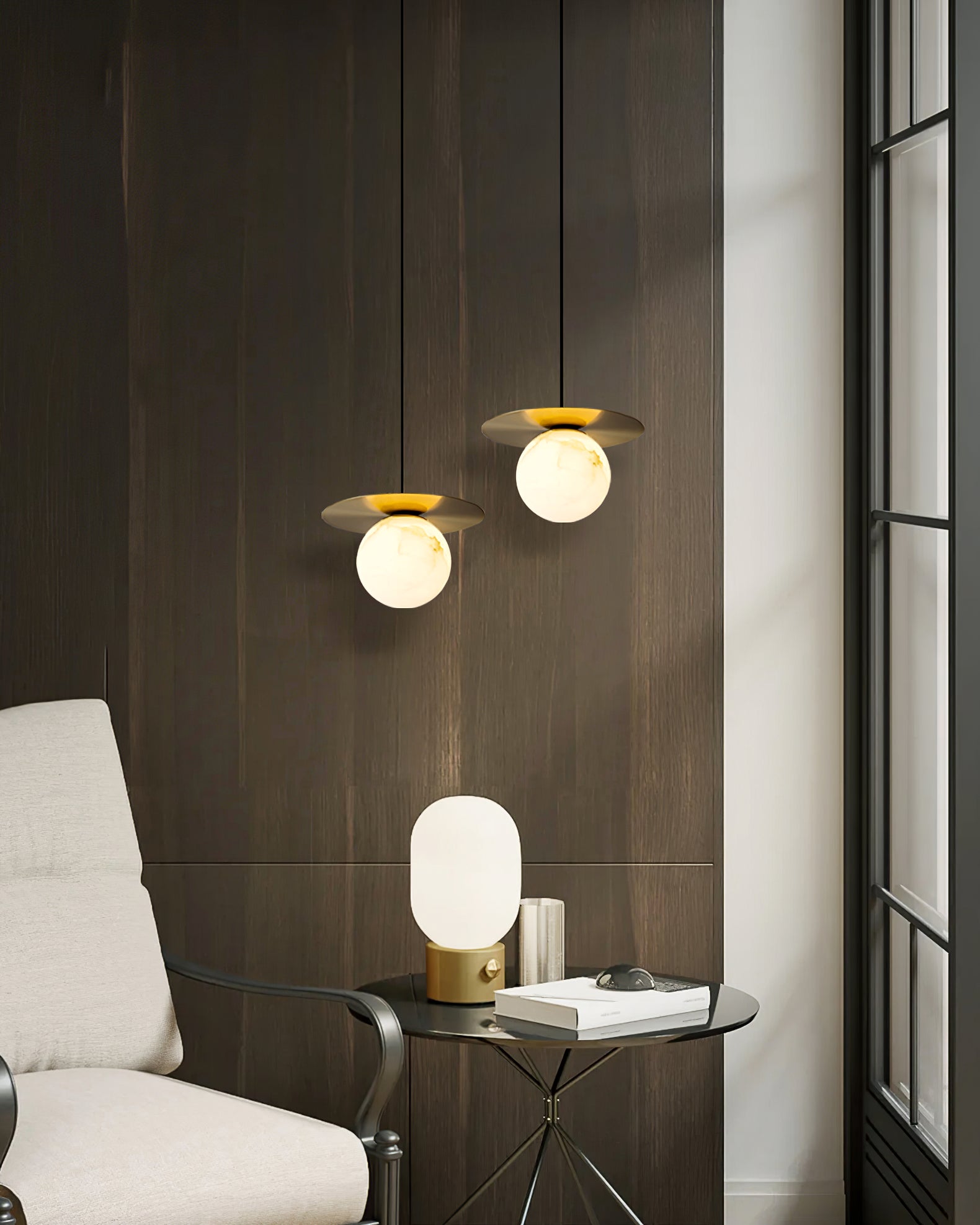 Disc Alabaster Pendant Light - Cueteks