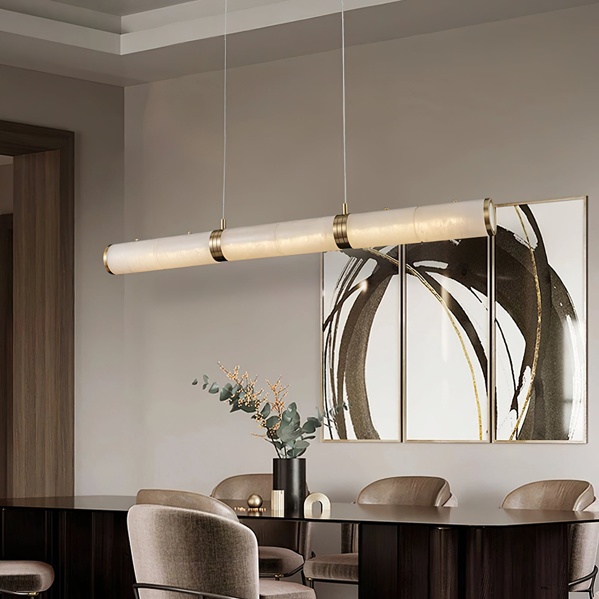 Alabaster Column Linear Chandelier - Cueteks