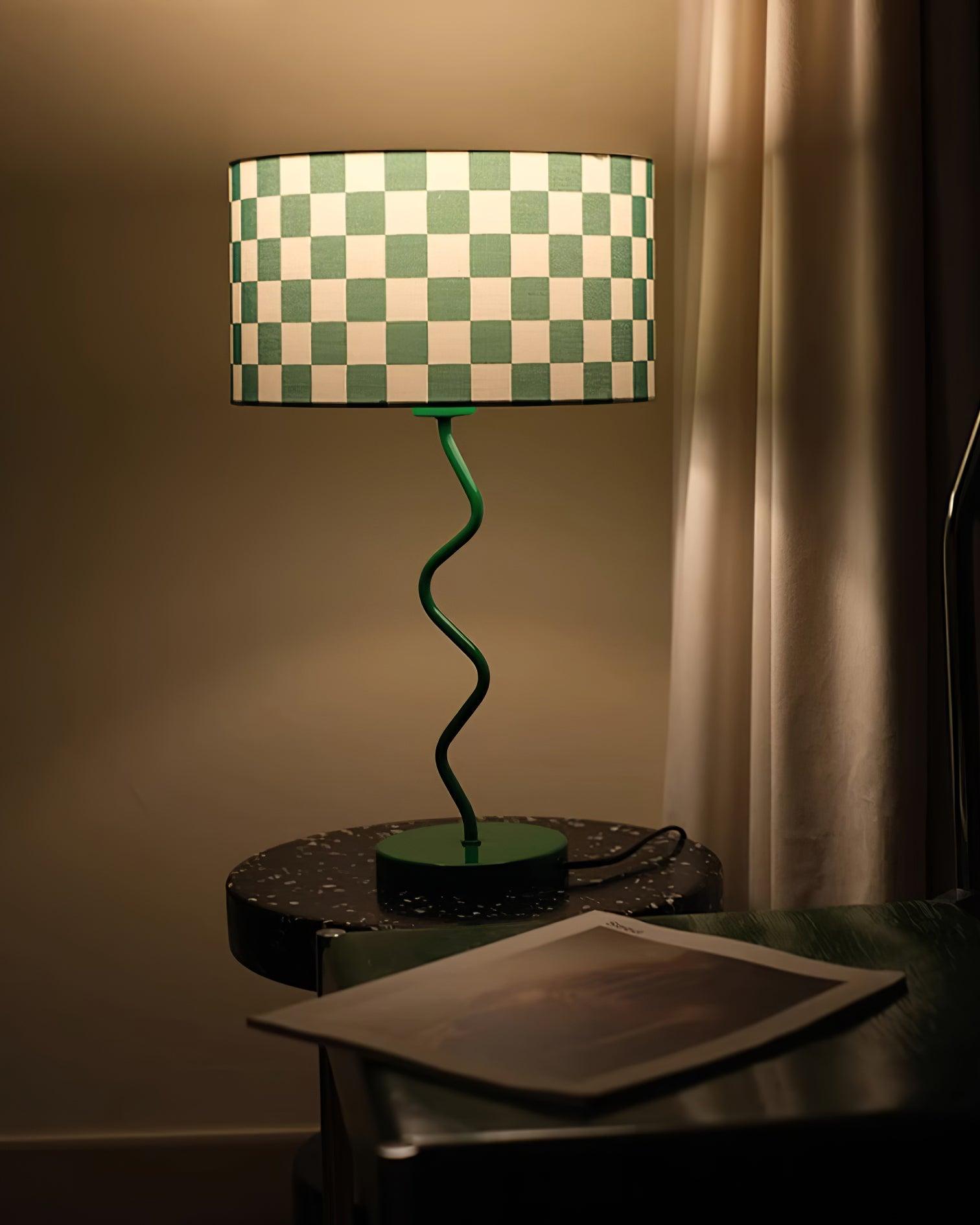 Green Grid Modern Table Lamp - Cueteks