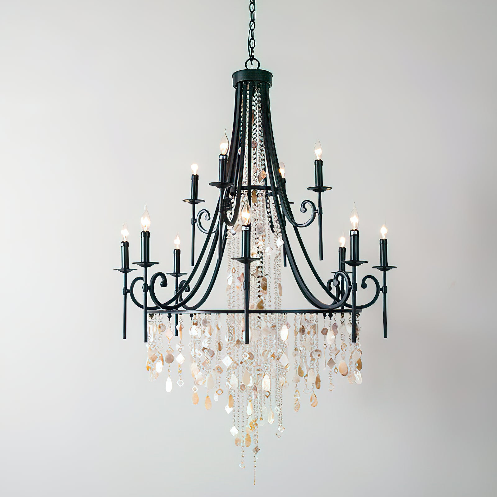 Tatum Lux American Shell Crystal Chandelier - Cueteks
