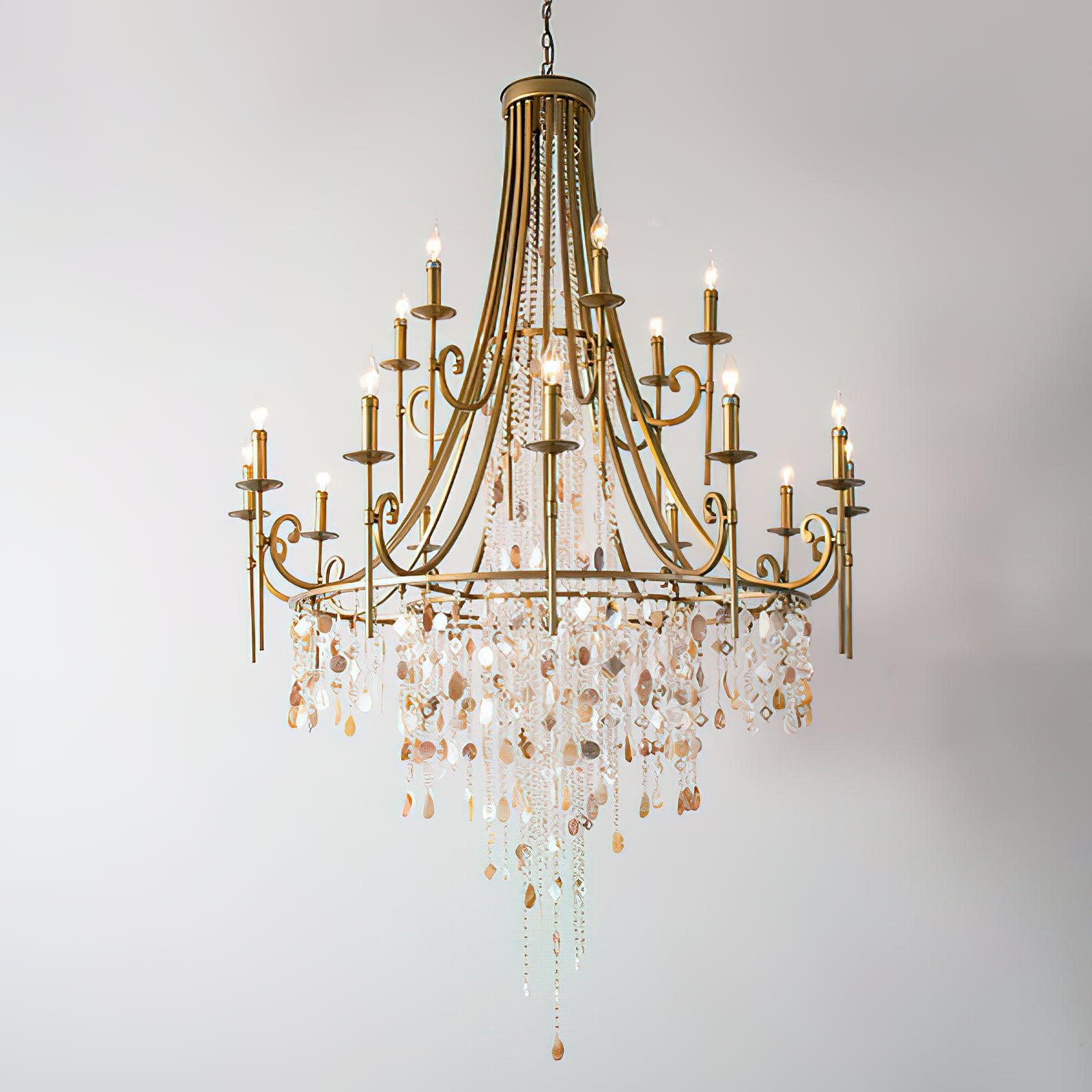 Tatum Lux American Shell Crystal Chandelier - Cueteks
