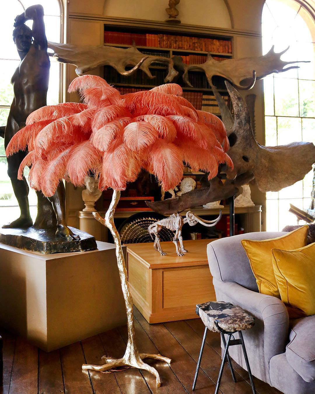 Colorful Ostrich Feather Floor Lamp - Cueteks