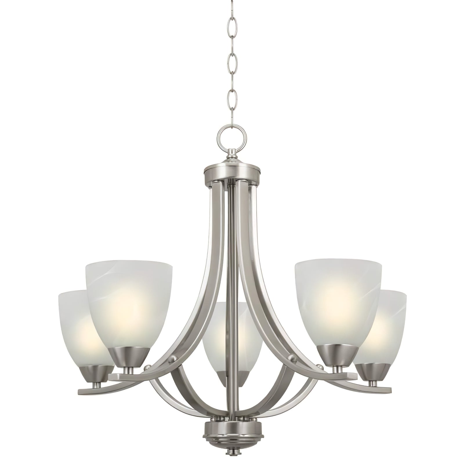 Transitional 5-Light Satin Nickel Chandelier - Cueteks