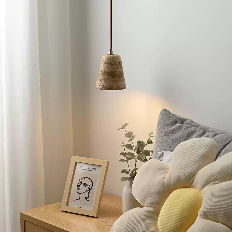 Yellow Travertine Cone Chandelier - Cueteks