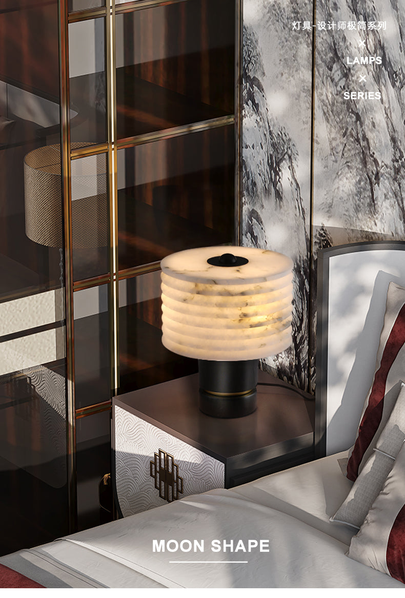 Luxury Black Alabaster Table Lamp - Cueteks
