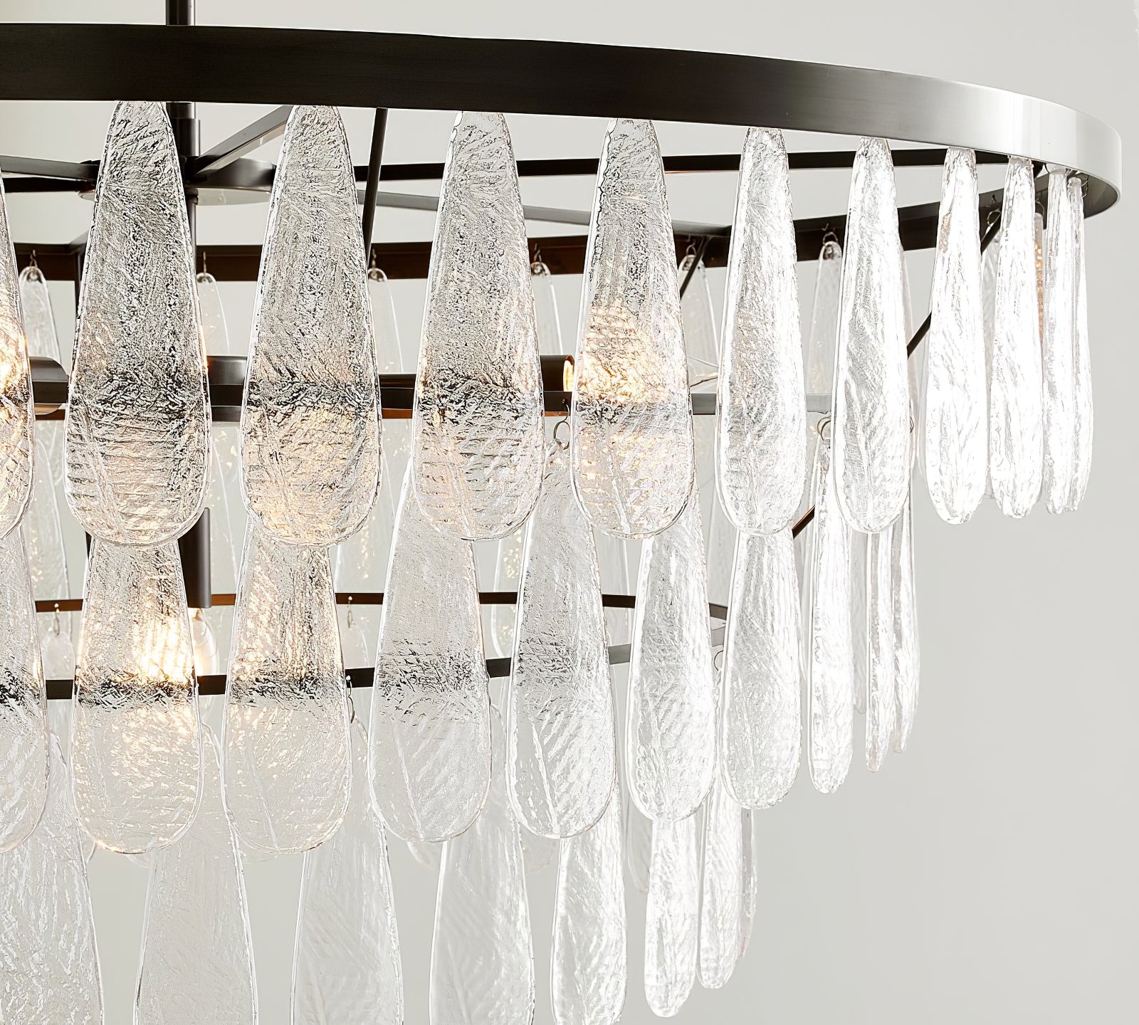 Gold Circular Textured Glass Chandelier - Cueteks