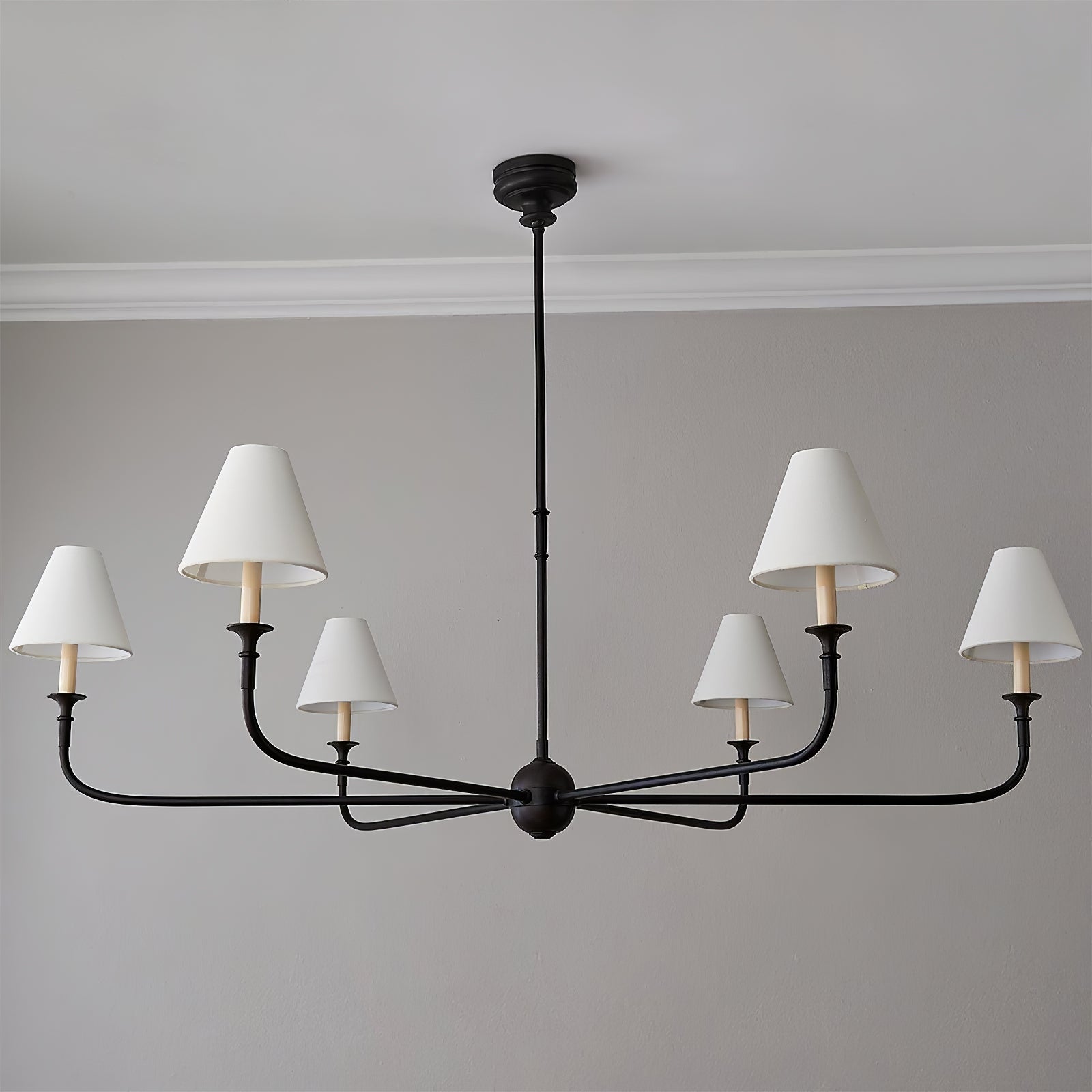 6-Arm Black Metal Chandelier - Cueteks