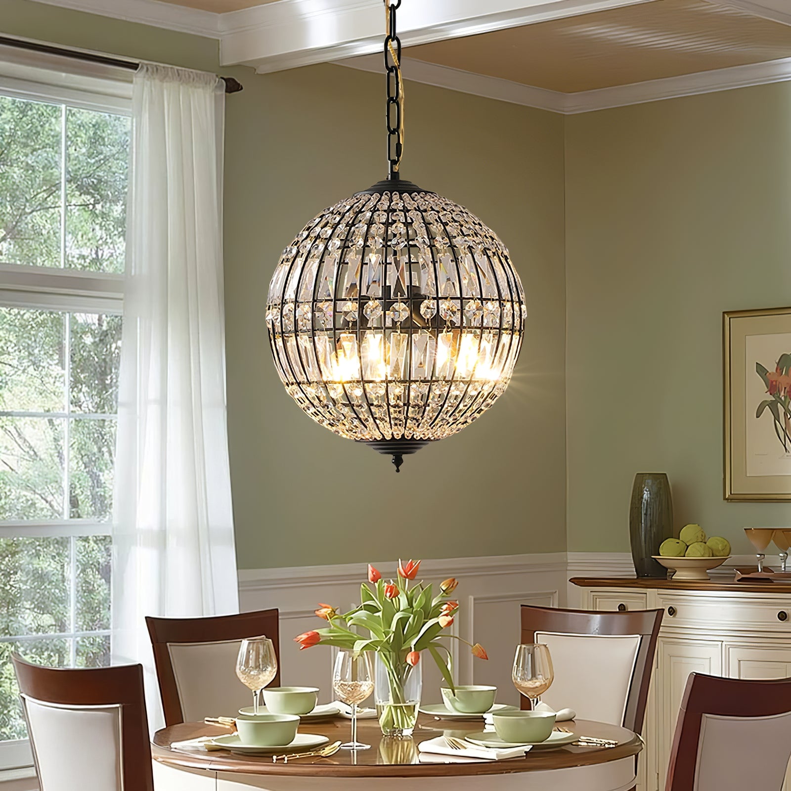 Vintage style crystal ball Pendant Light - Cueteks