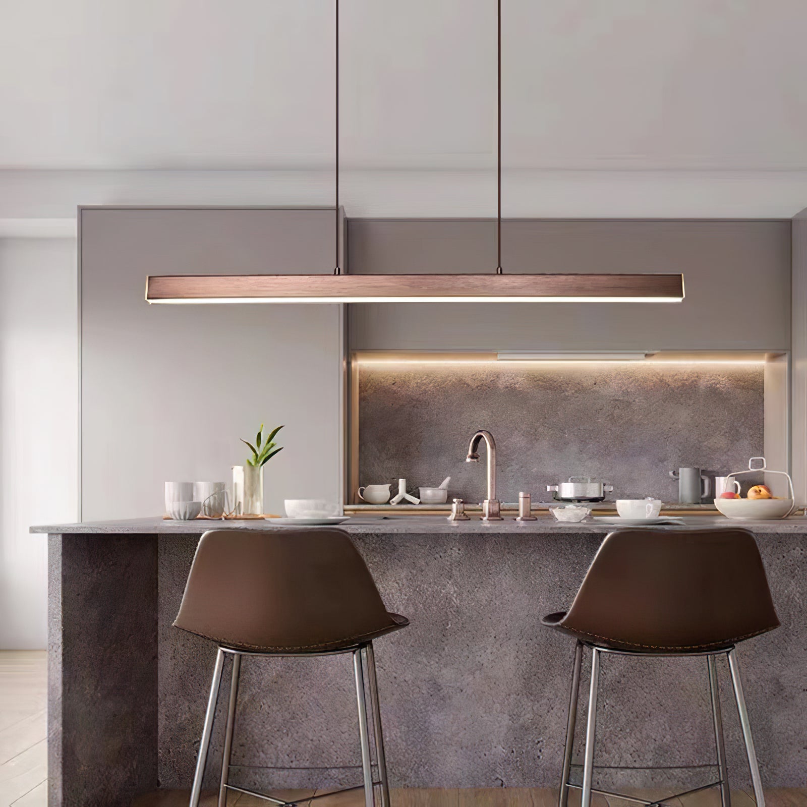 Walnut minimalist wood chandelier - Cueteks