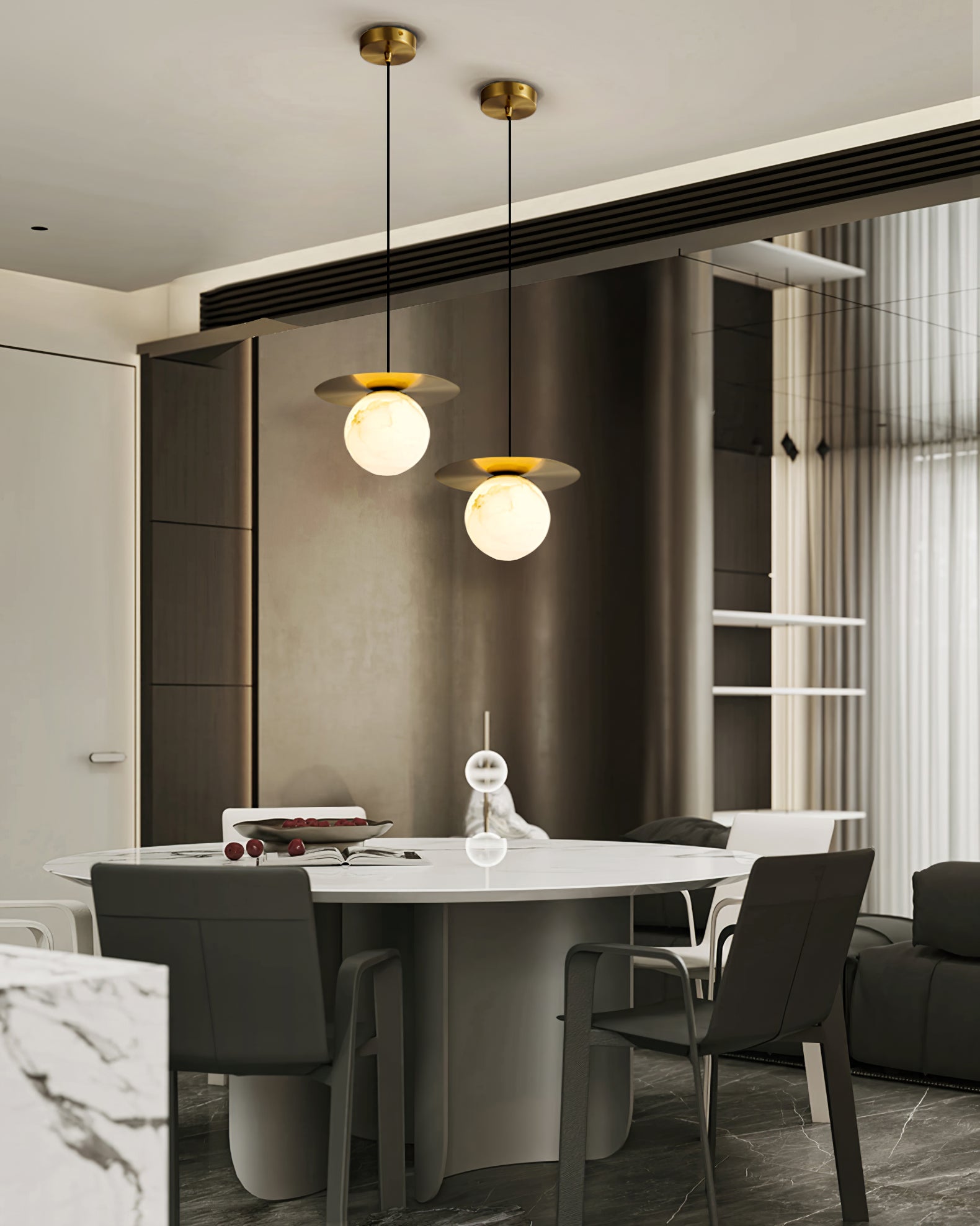 Disc Alabaster Pendant Light - Cueteks