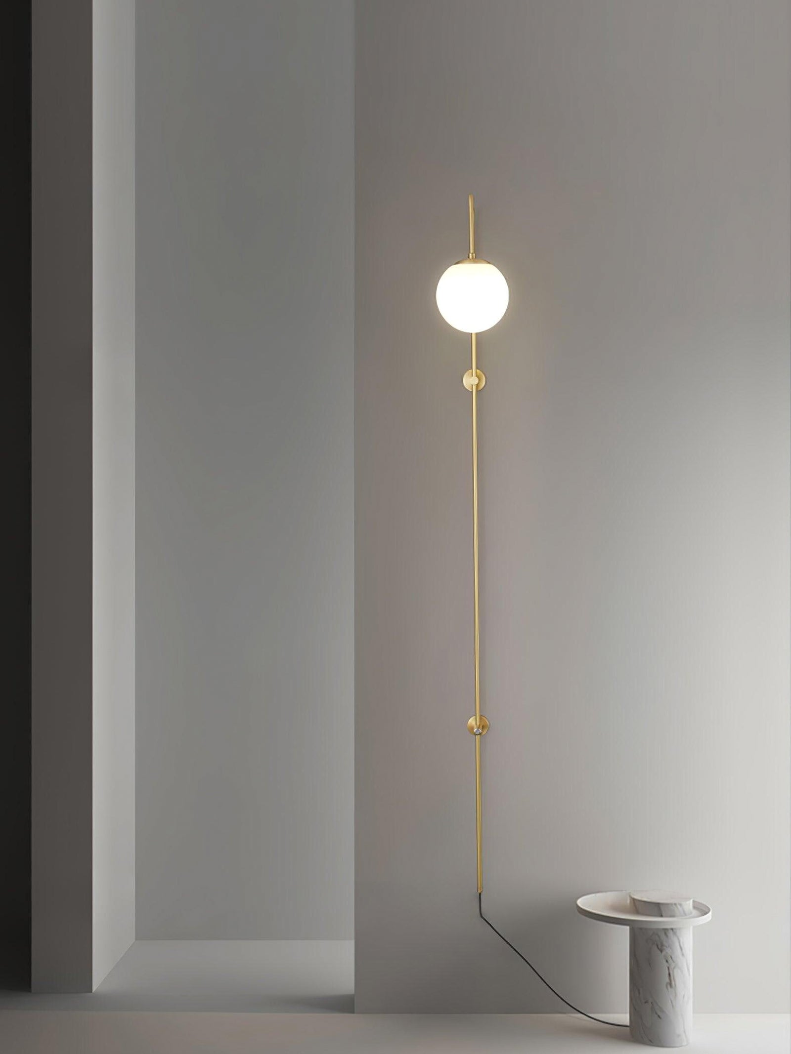 Brass Globe Arm Wall Sconce - Cueteks