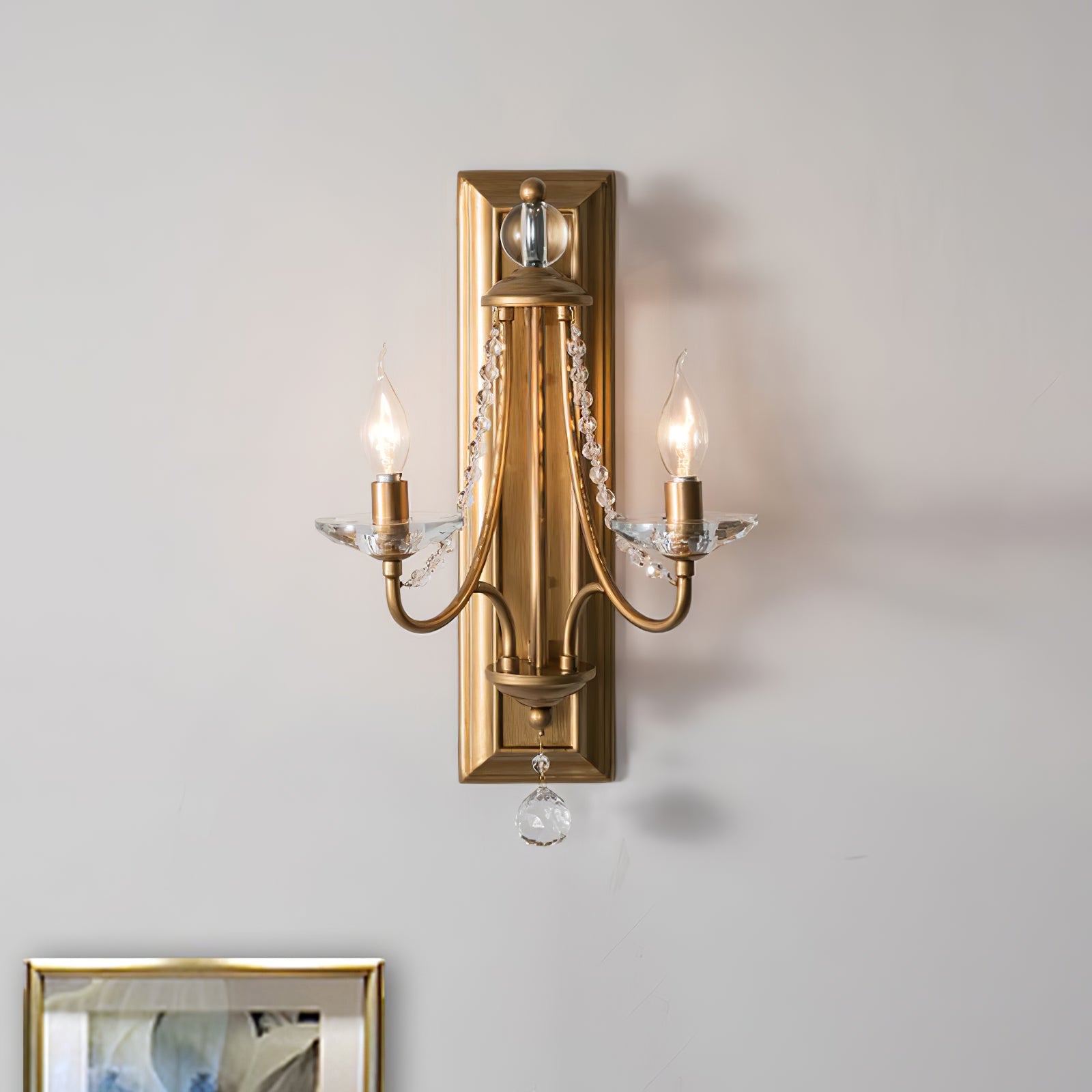 French Country Wood Backplate Wall Lamp - Cueteks
