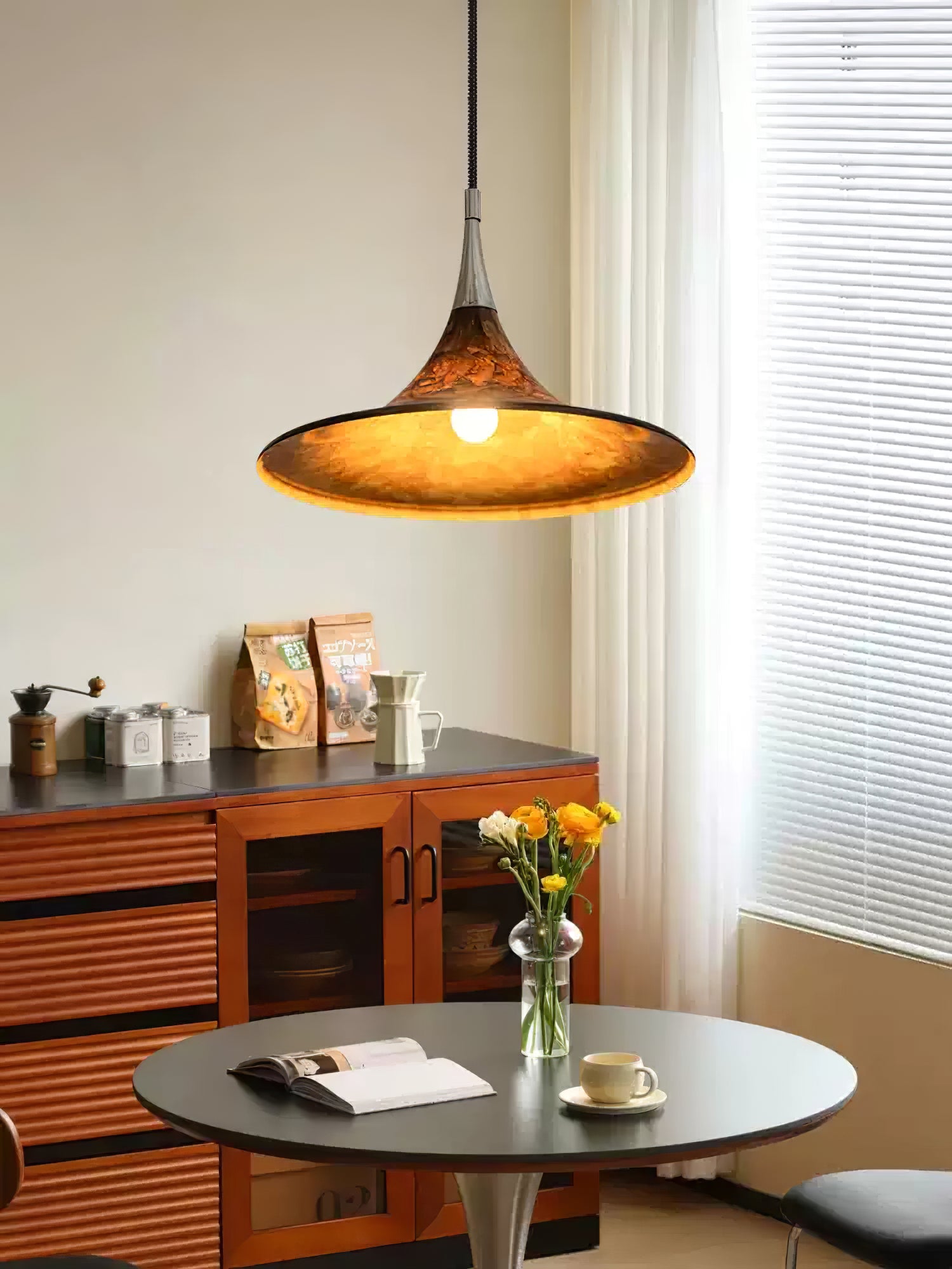 Vintage painted adjustable Pendant Light - Cueteks