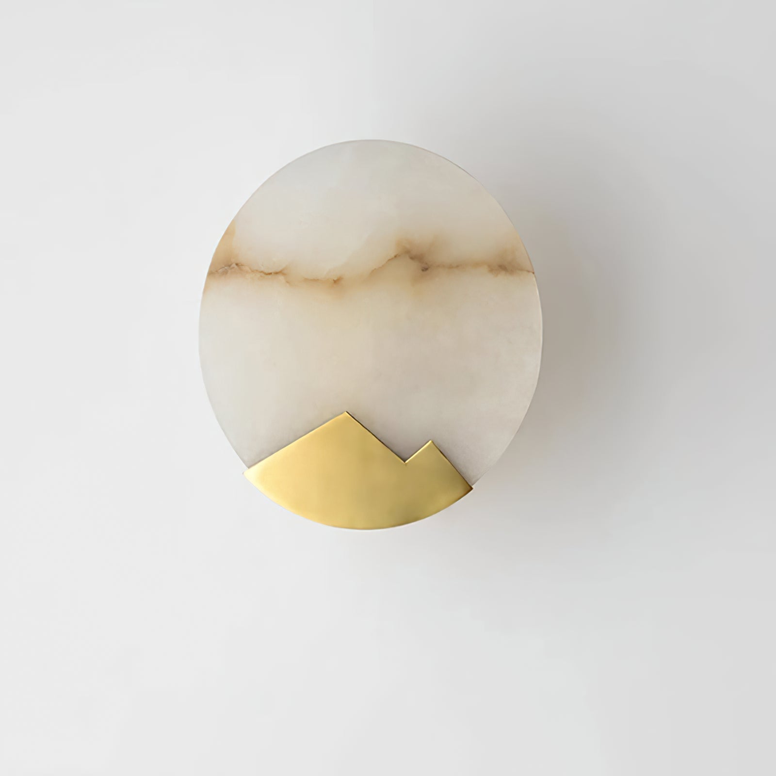 Brass and Alabaster Round Wall Light - Cueteks