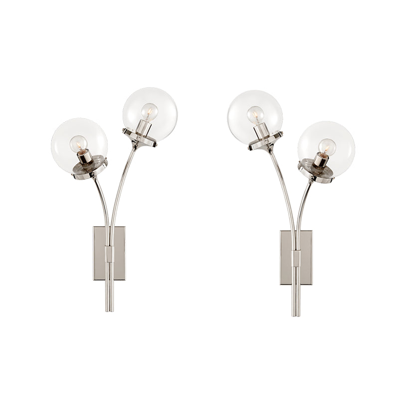 Polished Nickel Clear Glass left-and-right sconce set