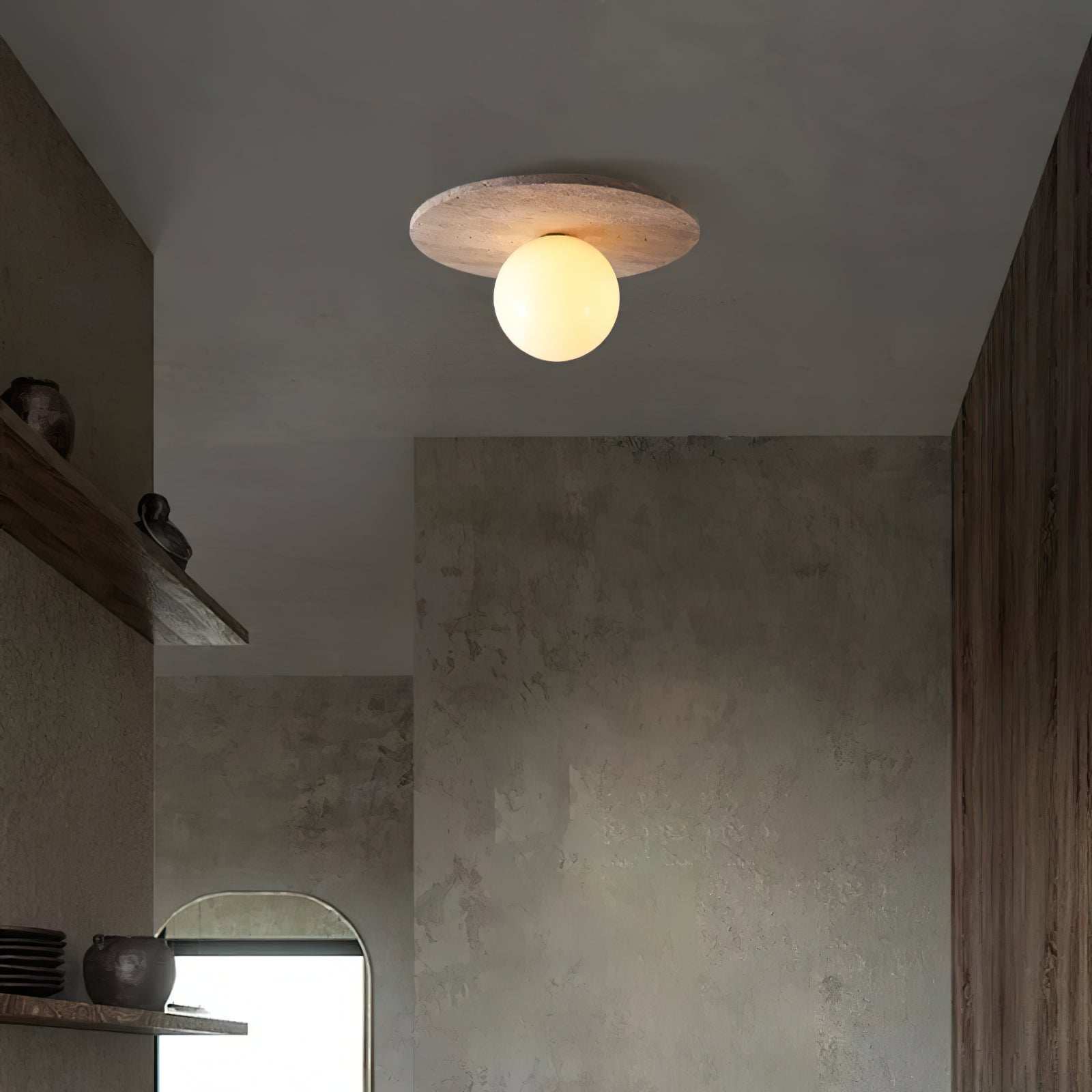 Minimalist Stone Disc Ceiling Light - Cueteks