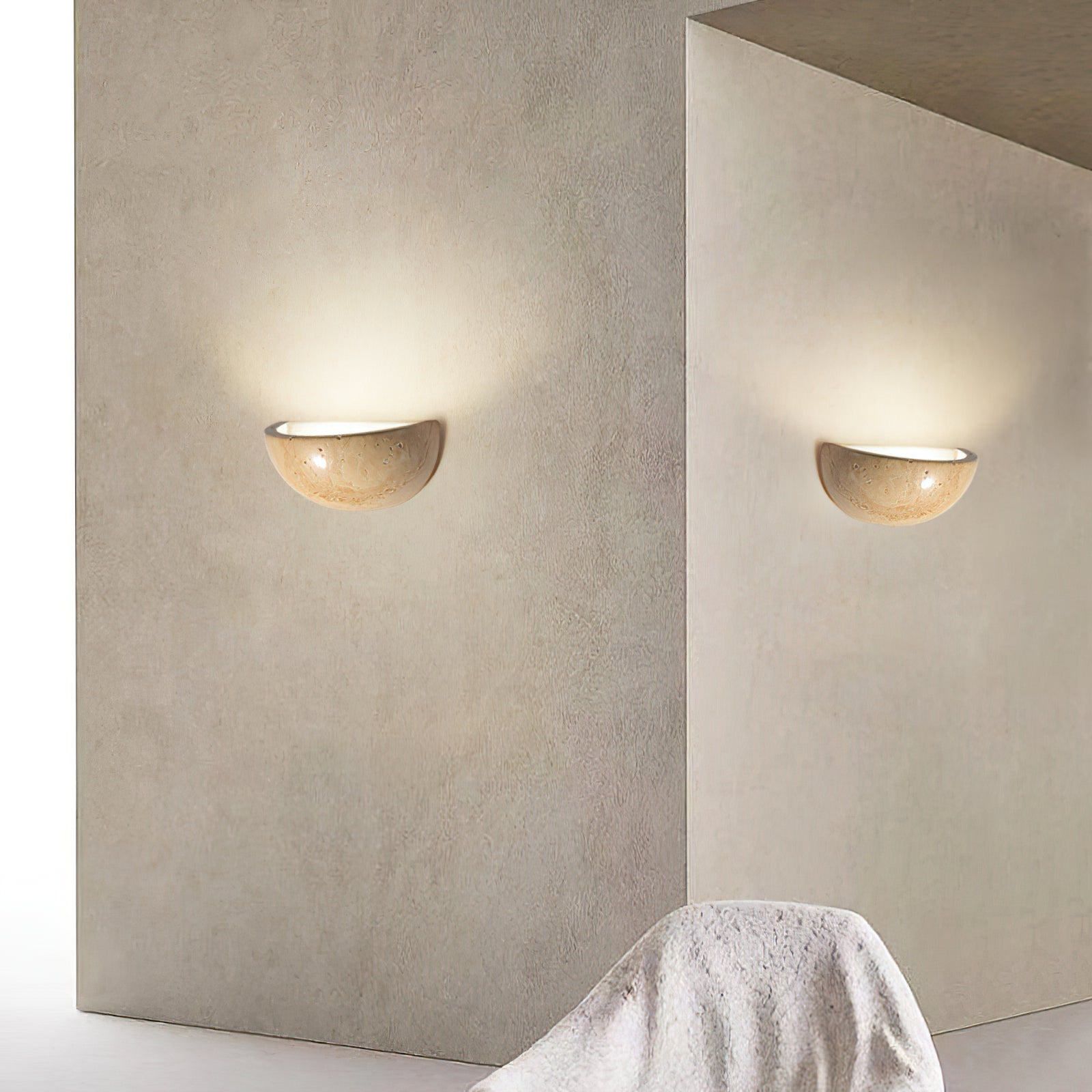 Mid-Century Semi-Circle Stone Wall Lamp - Cueteks