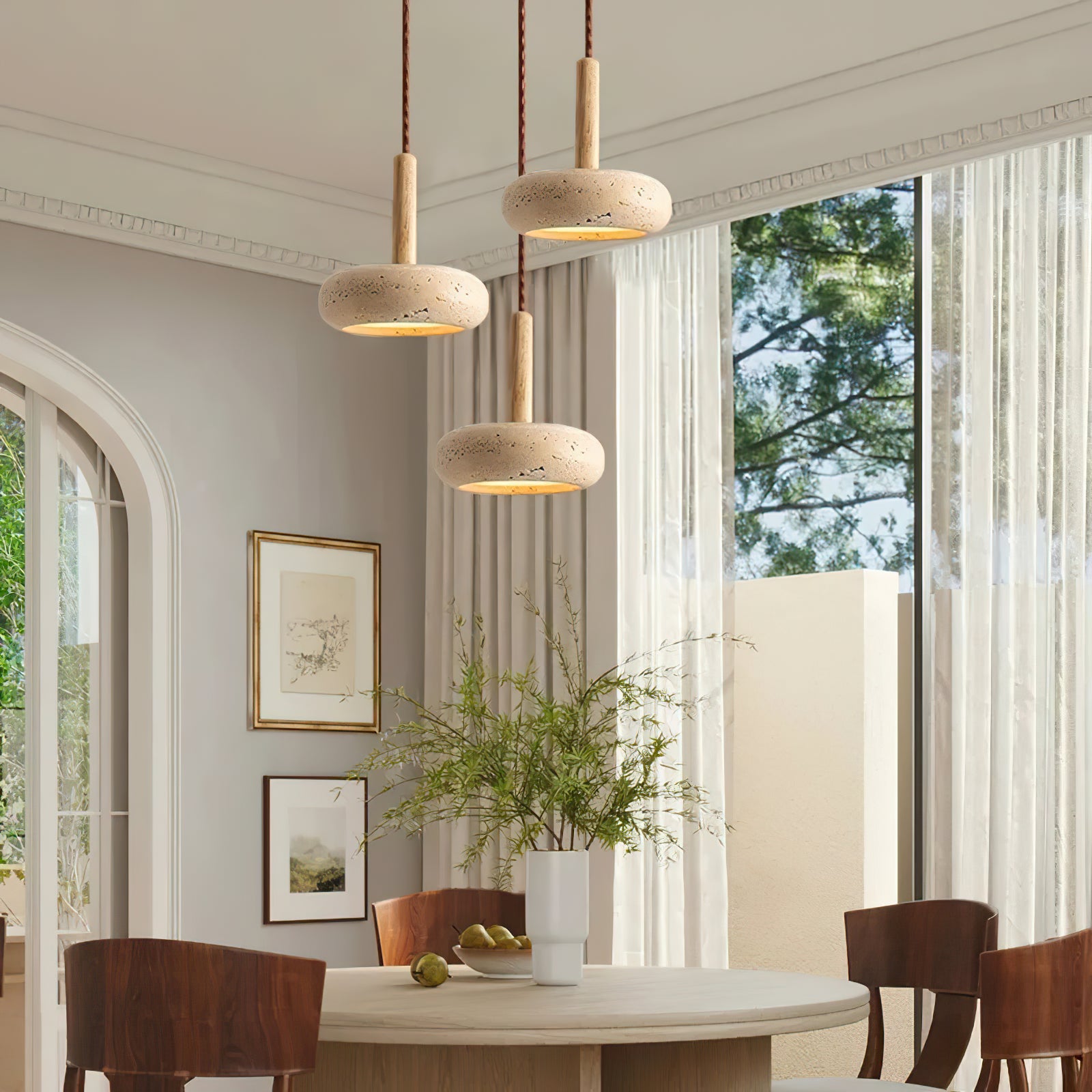 Hourglass Travertine Pendant Light - Cueteks