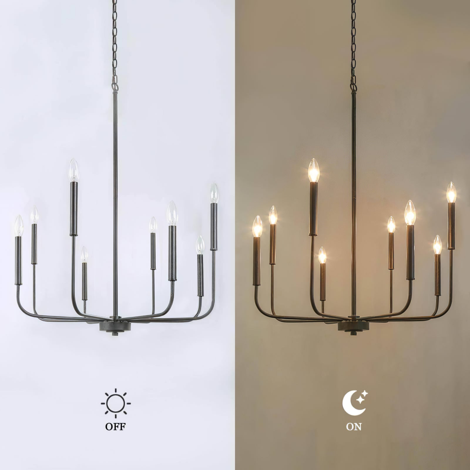 Modern Black Candlestick Chandelier - Cueteks