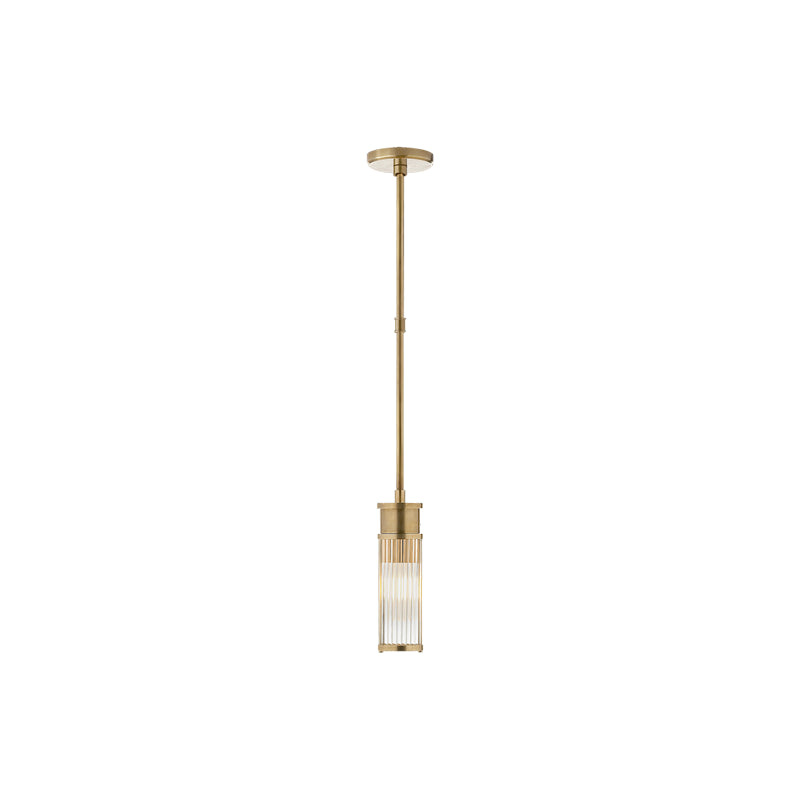 Allen 8.3 cm slender glass-rod pendant in Antique Bronze, with a long rigid stem and round ceiling canopy