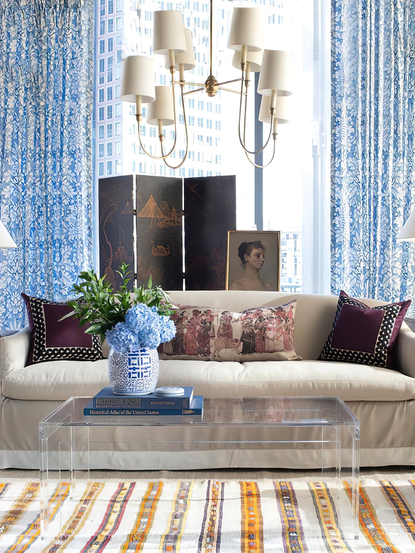 Vendome Gold Fabric Shade Chandelier - Cueteks