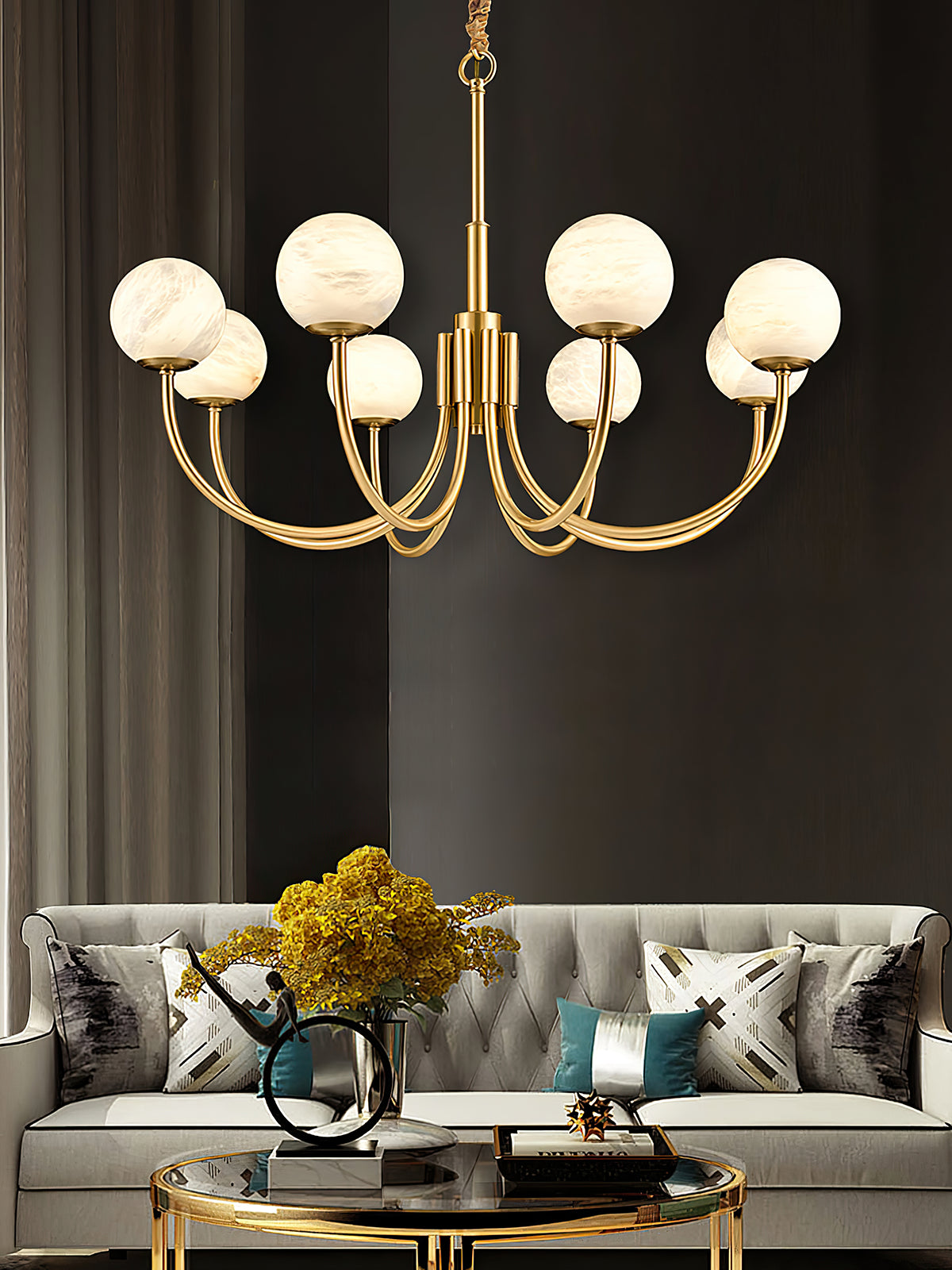 Aurelian Alabaster Globe Chandelier - Cueteks