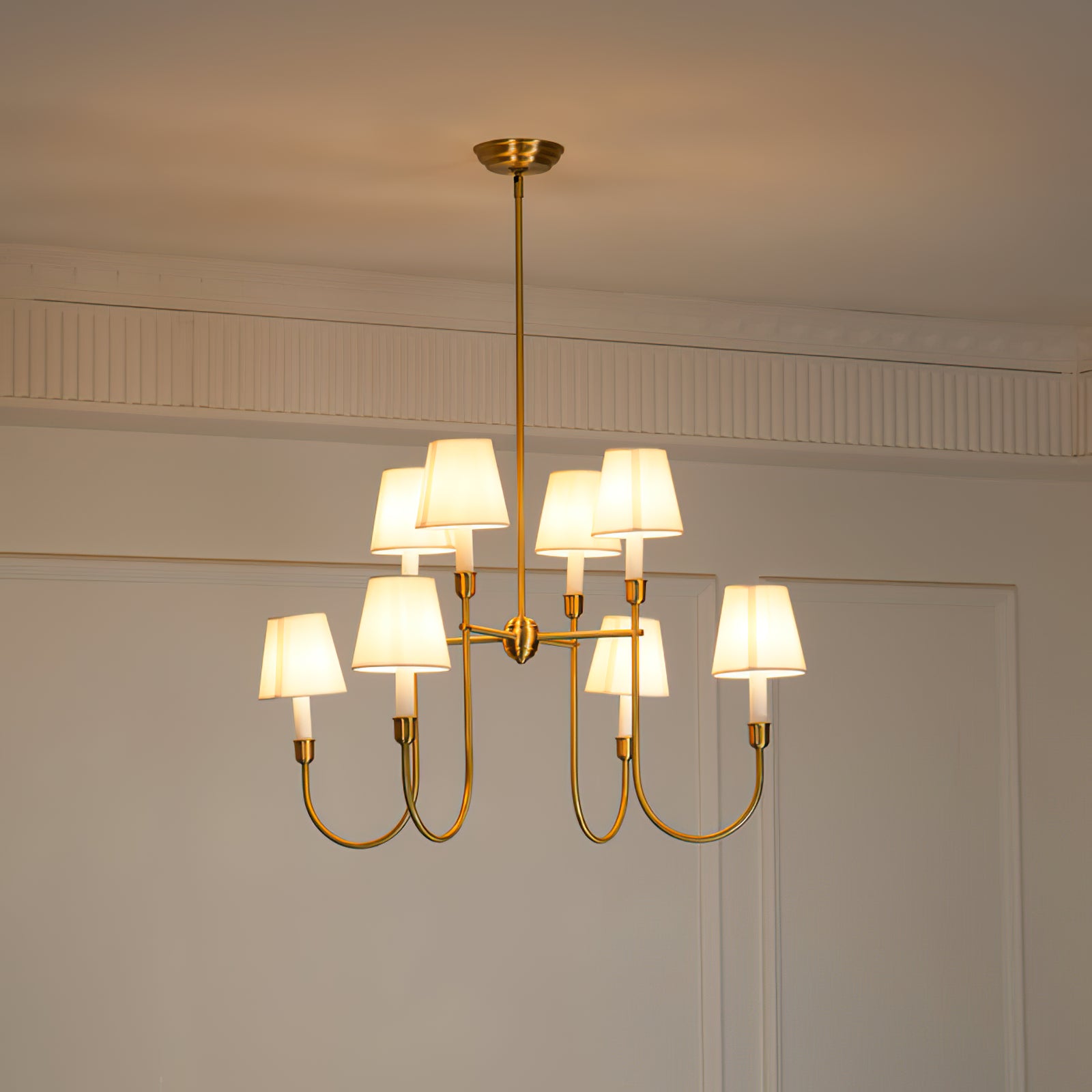 Vendome Gold Fabric Shade Chandelier - Cueteks