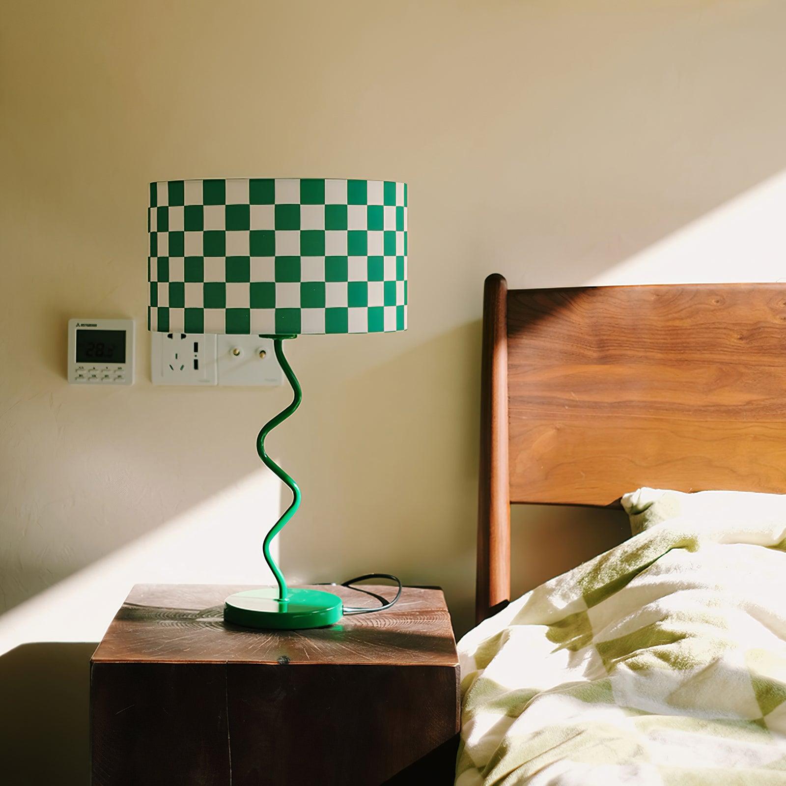 Green Grid Modern Table Lamp - Cueteks