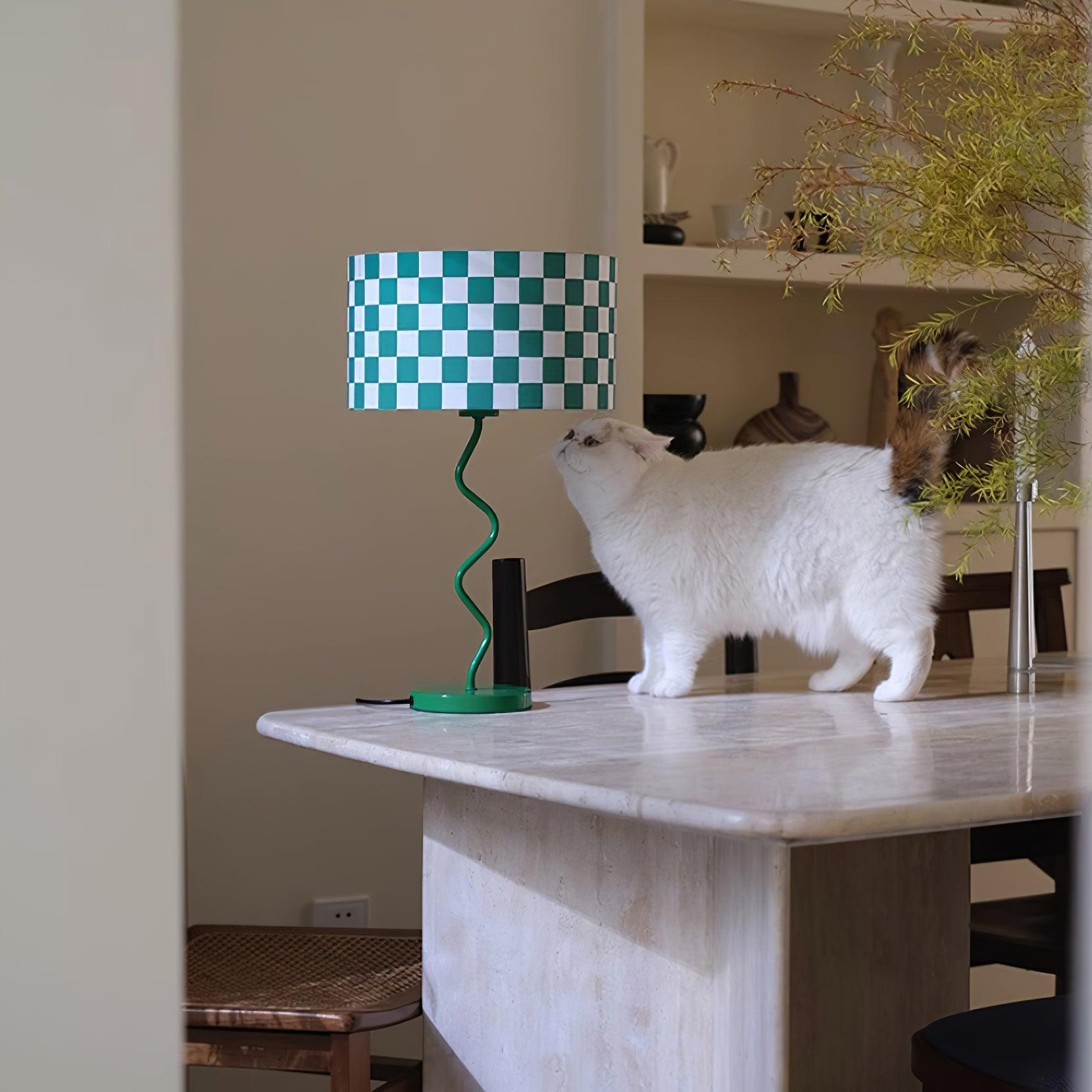 Green Grid Modern Table Lamp - Cueteks