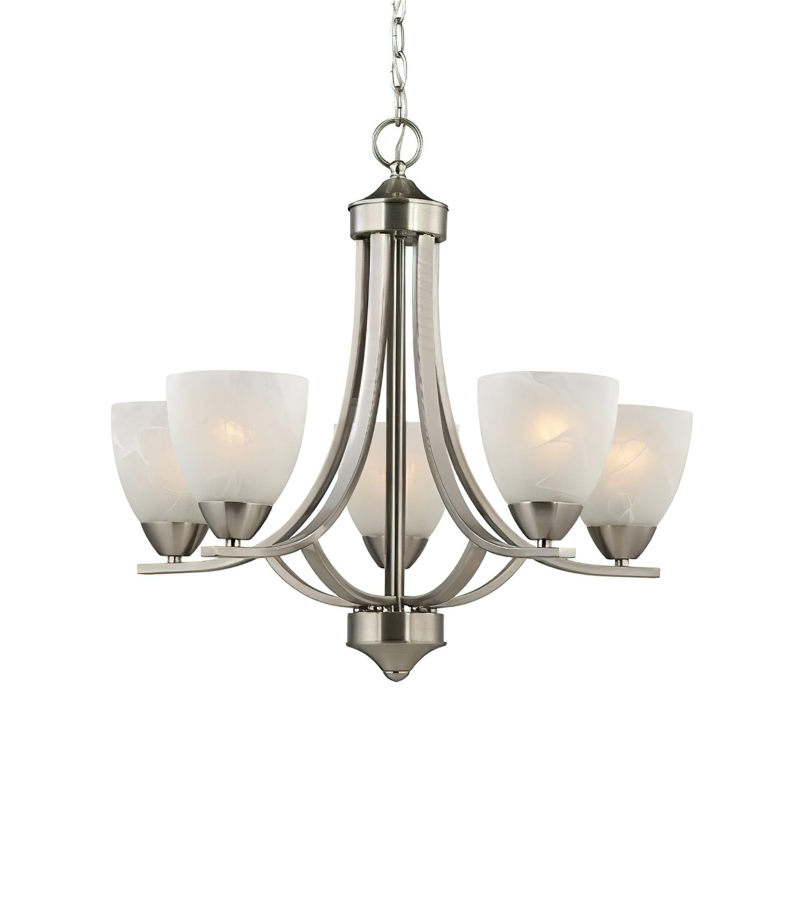 Transitional 5-Light Satin Nickel Chandelier - Cueteks