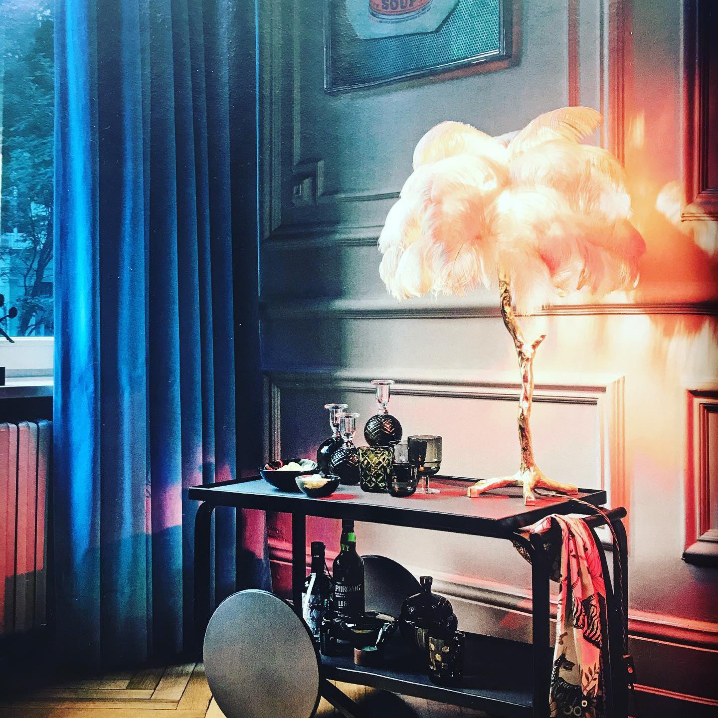 Colorful Ostrich Feather Table Lamp - Cueteks