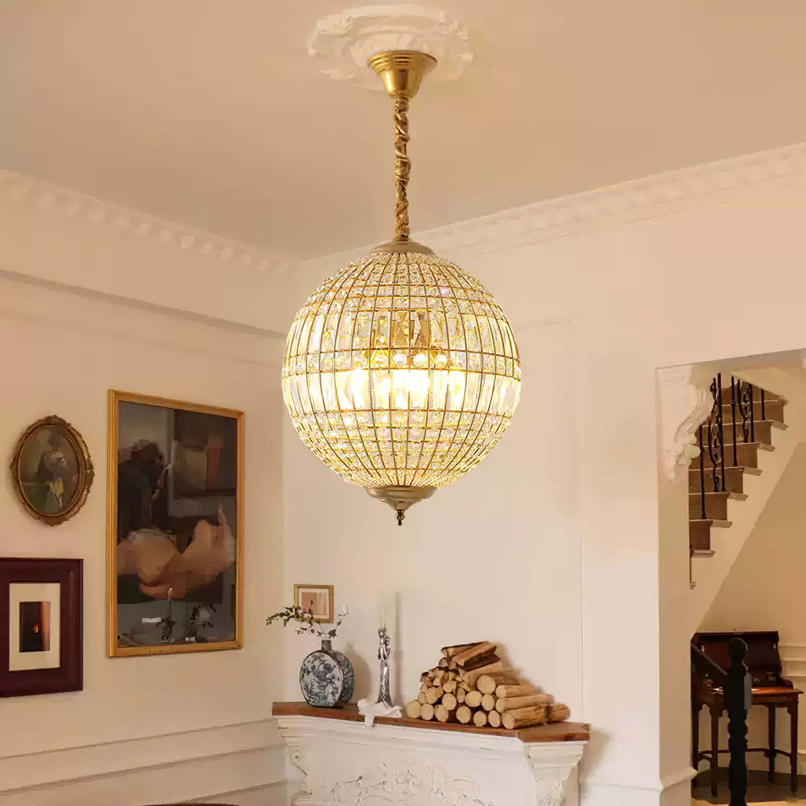 Vintage style crystal ball Pendant Light - Cueteks