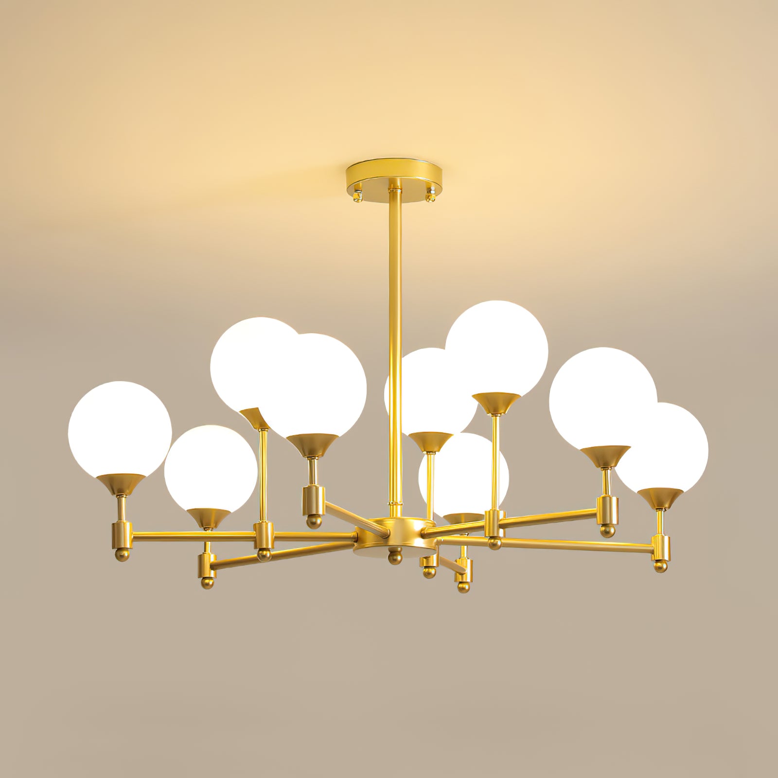 Brass Globe Mid-Century Modern Chandelier - Cueteks