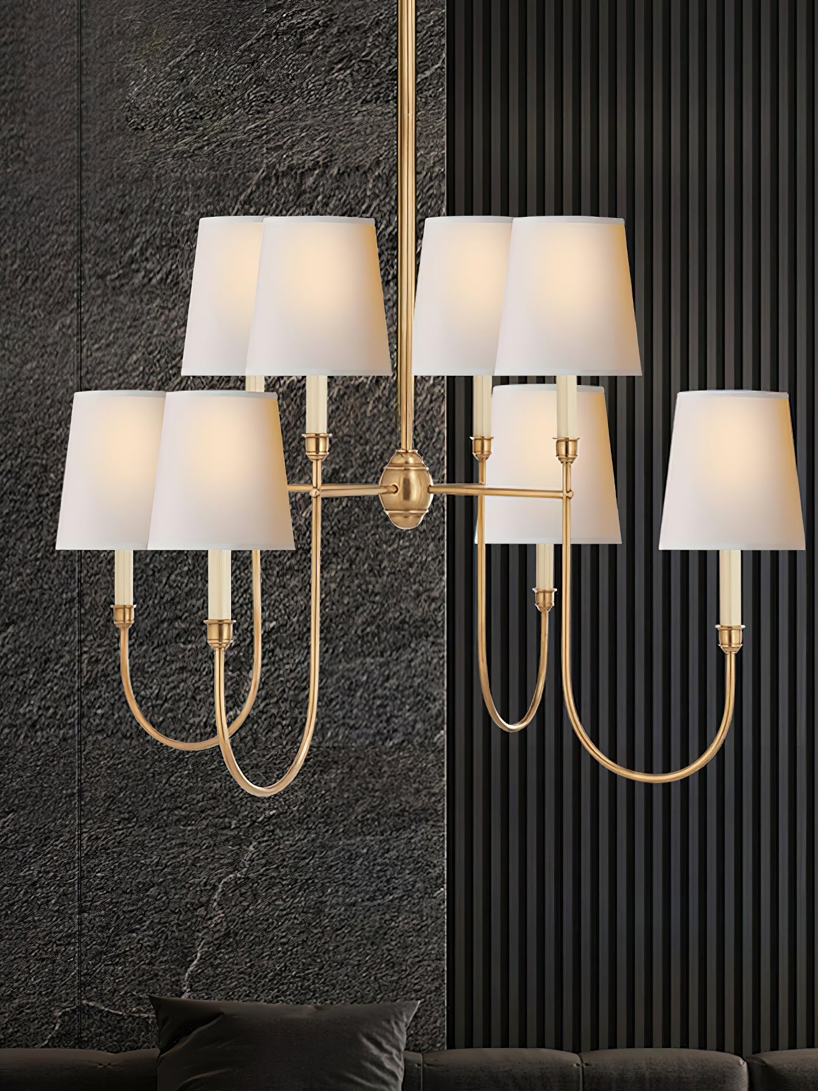 Vendome Gold Fabric Shade Chandelier - Cueteks