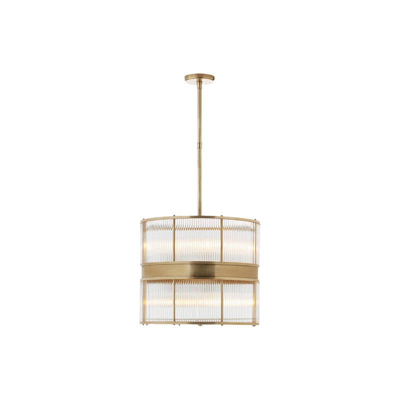 Allen 45.7 cm wide glass-rod drum in Antique Bronze, with a central band and segmented hanging stem