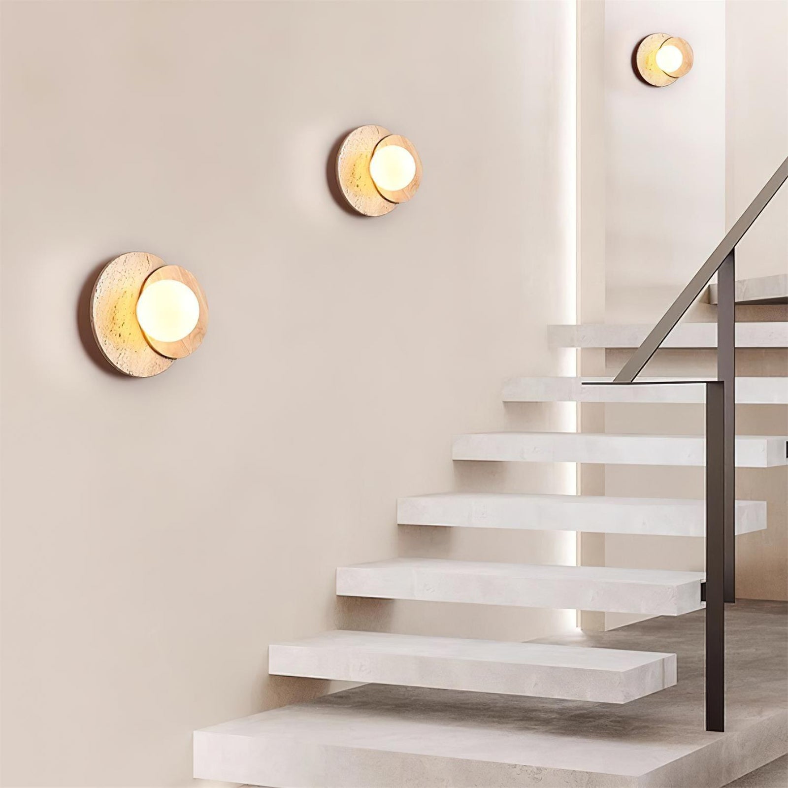 Partial Eclipse Wood & Stone Wall Light - Cueteks