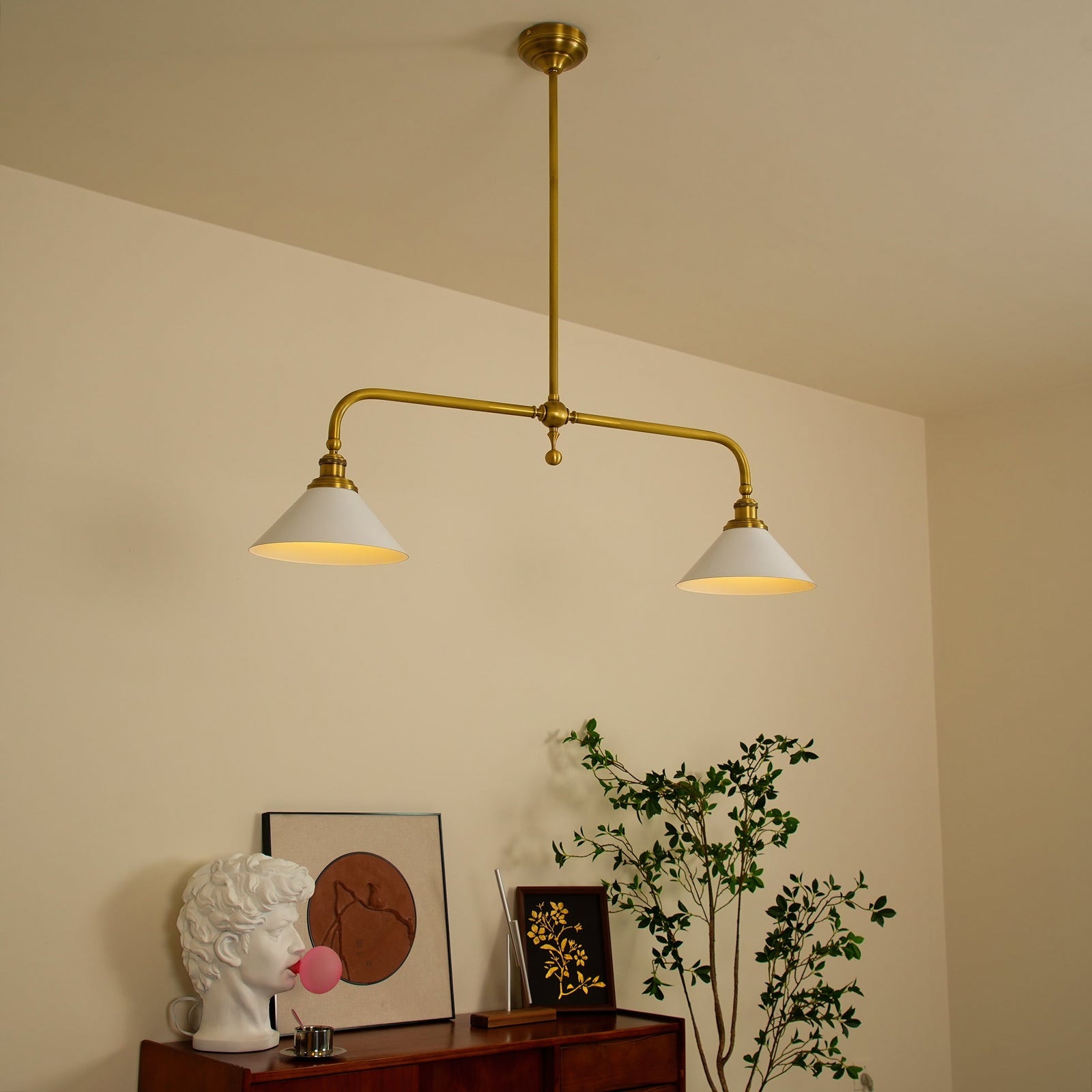 Vintage brass double chandelier - Cueteks
