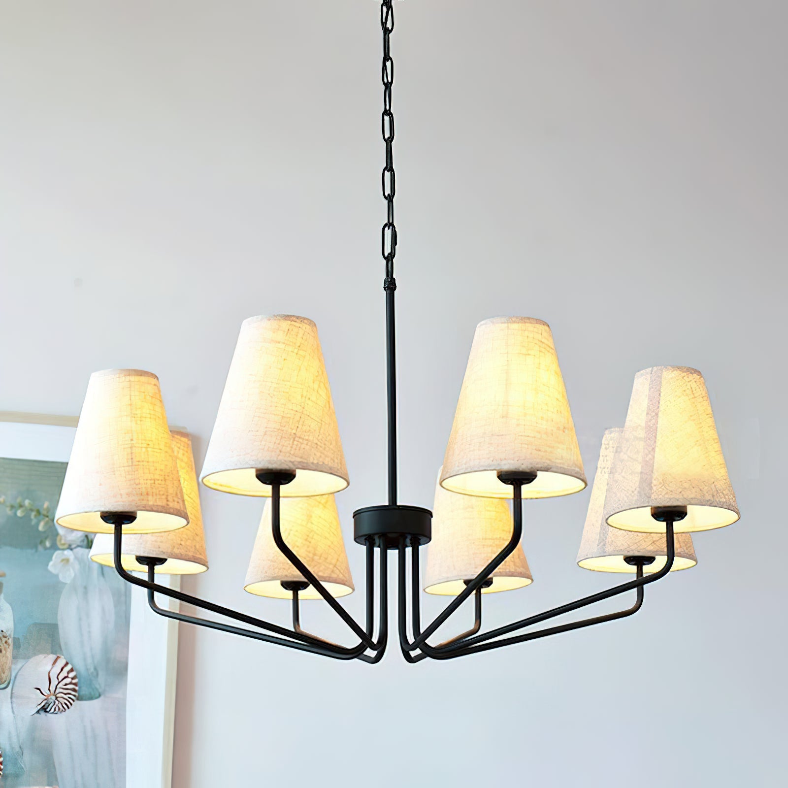 Fabric Conical Hanging Chandelier - Cueteks