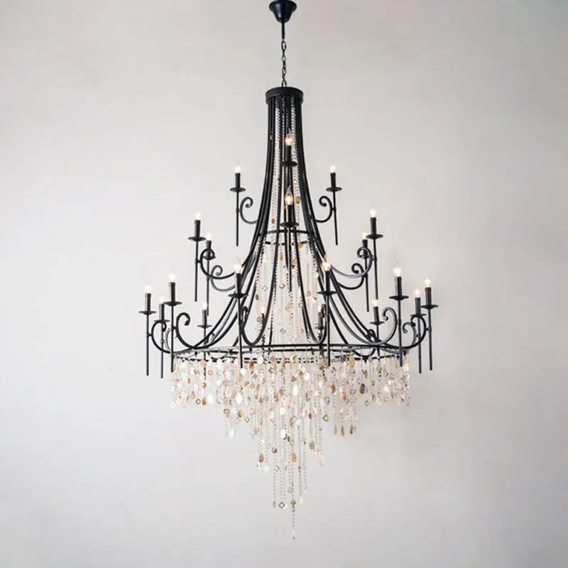 Tatum Lux American Shell Crystal Chandelier - Cueteks