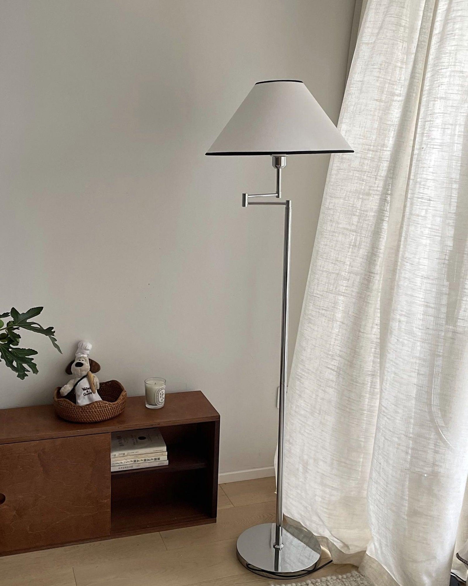 Contemporary Chrome Swing Arm Floor Lamp - Cueteks