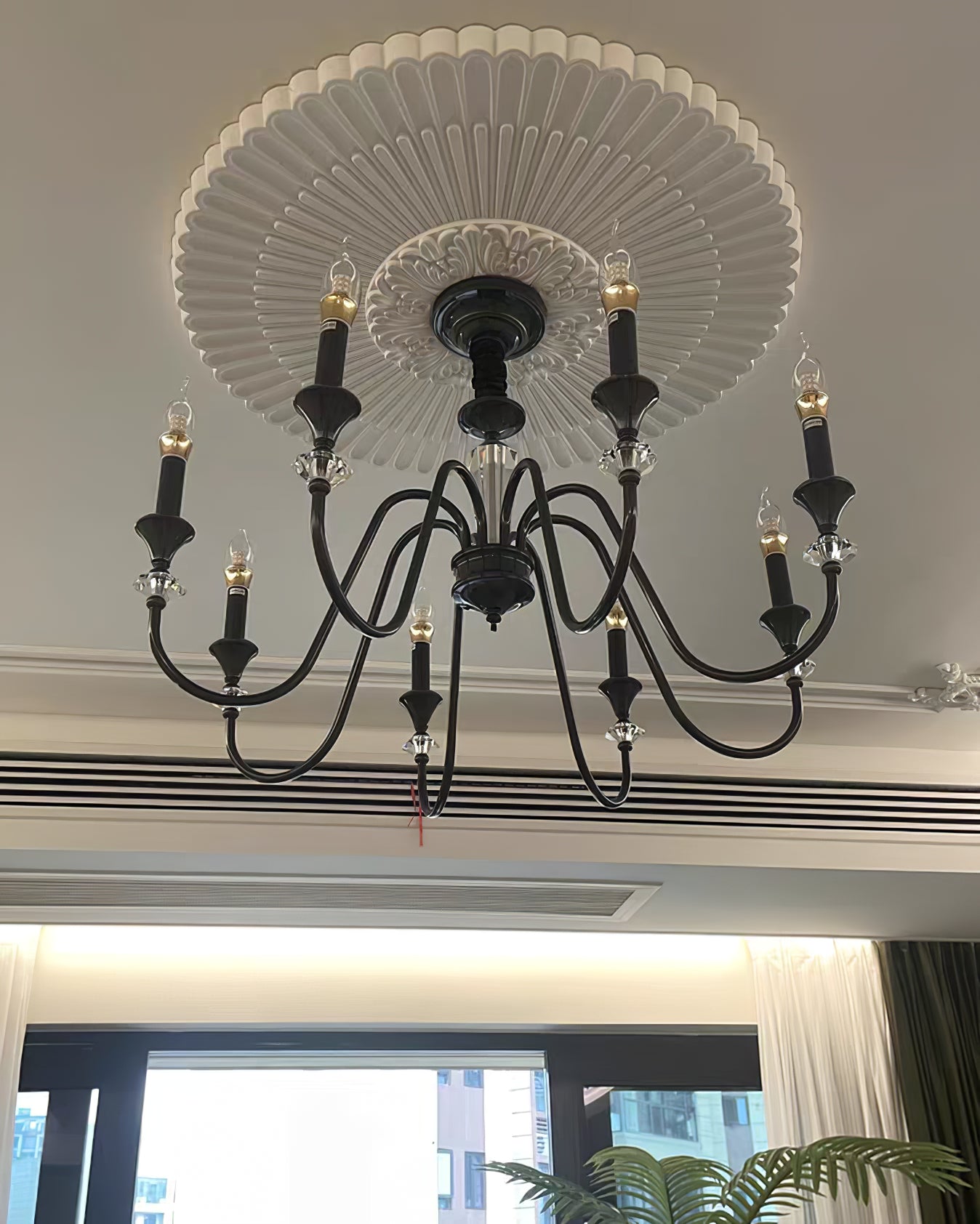 Vintage Iron Scroll Chandelier - Cueteks