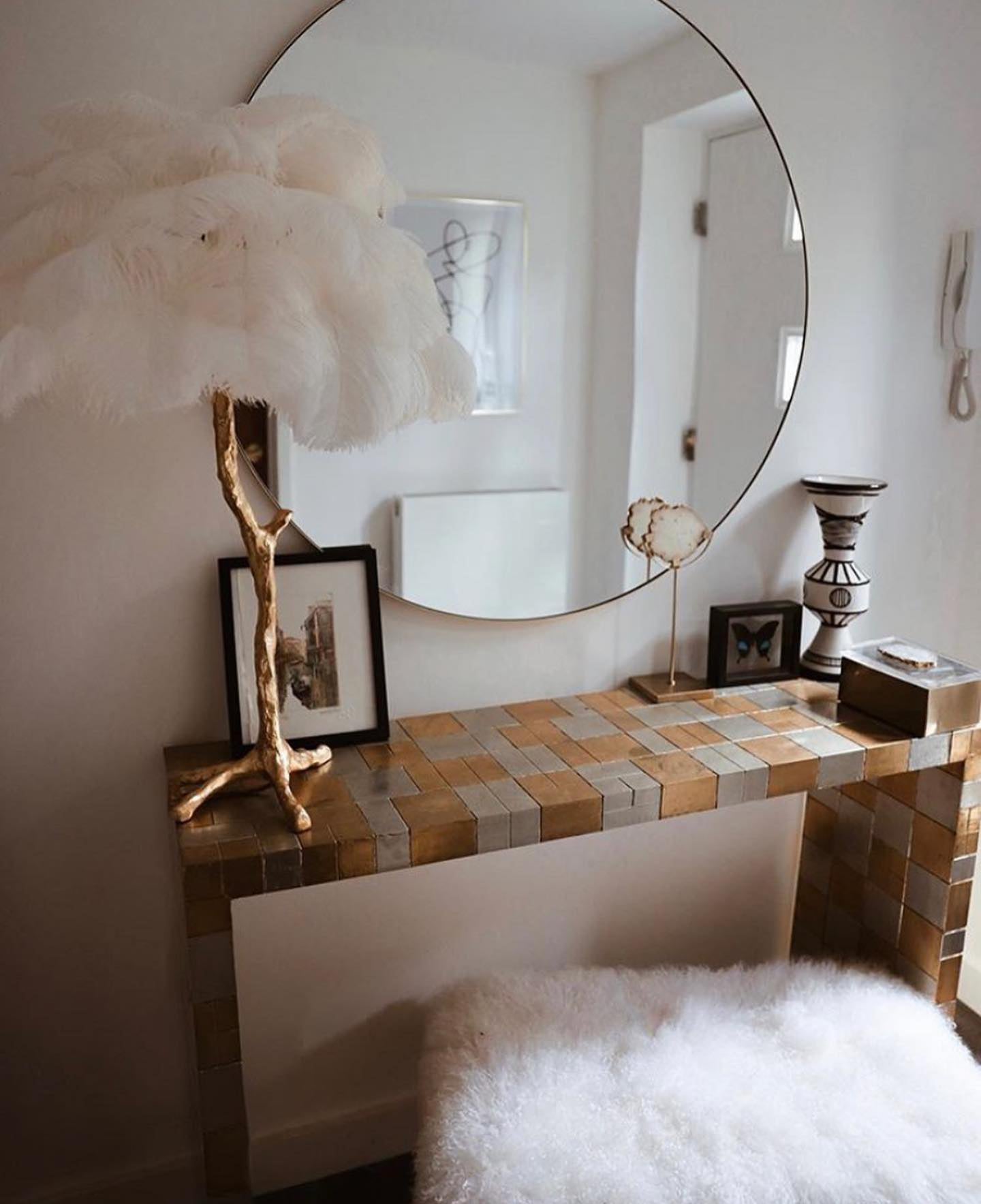Colorful Ostrich Feather Table Lamp - Cueteks