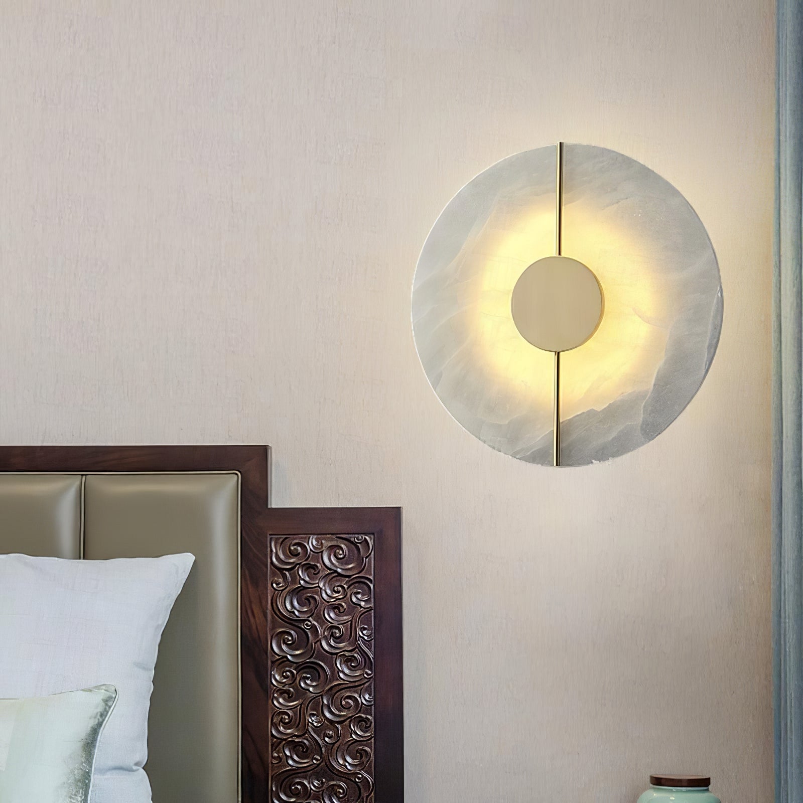 Zen Harmony Round Marble Wall Light - Cueteks