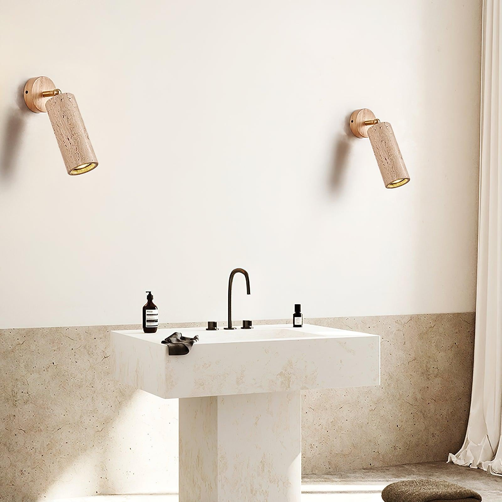 Two Mireille wall lights shown above washbasins