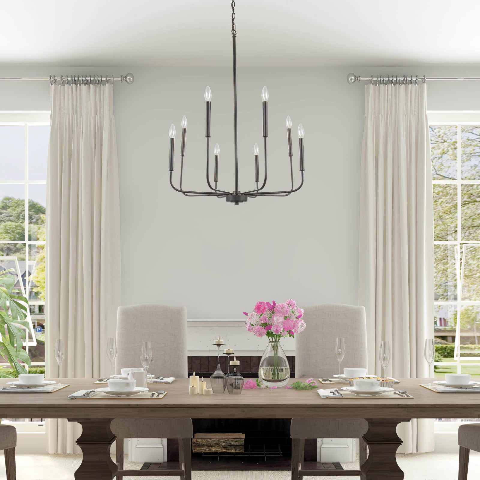 Modern Black Candlestick Chandelier - Cueteks