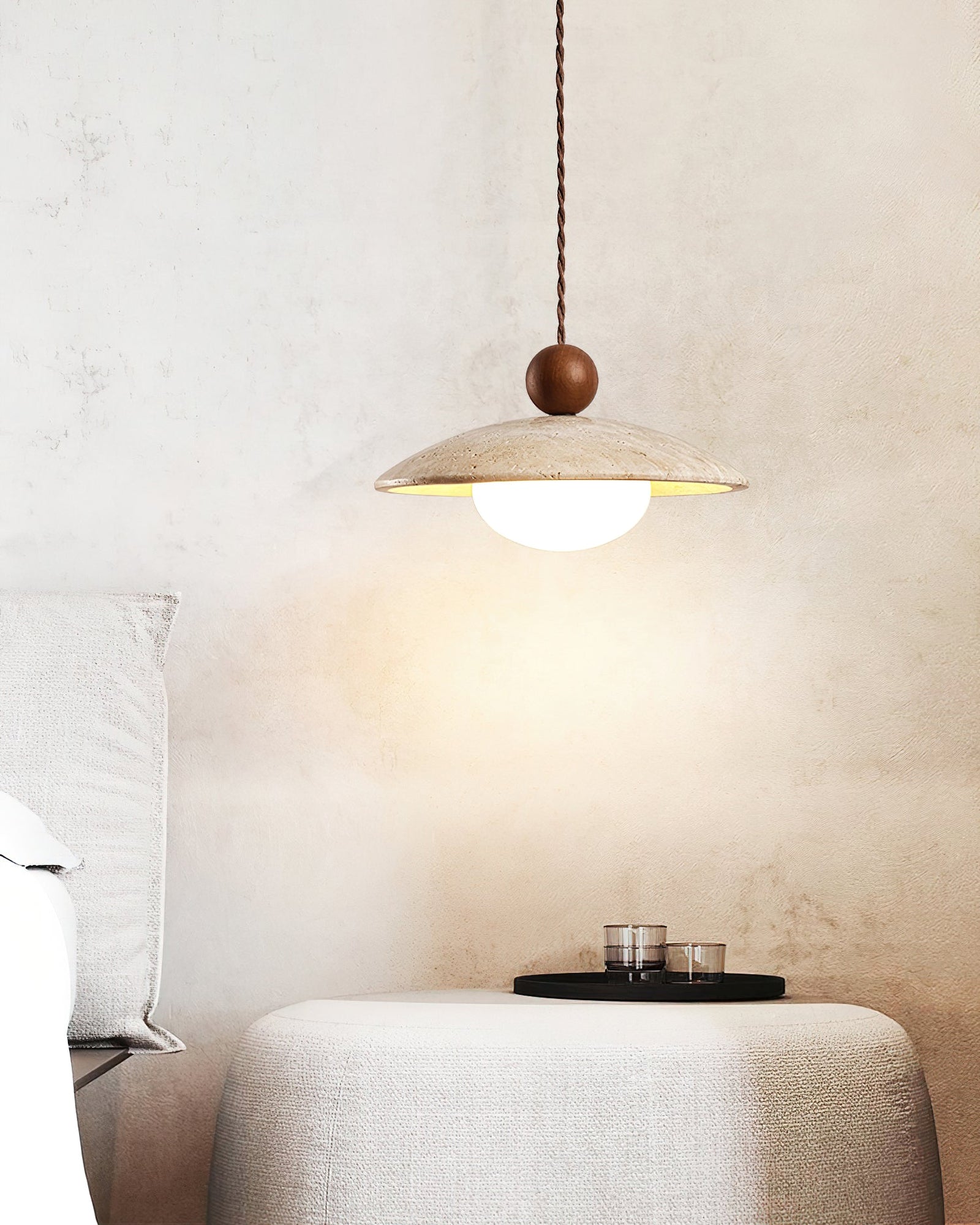 Scandinavian Travertine Disc Pendant Lamp - Cueteks