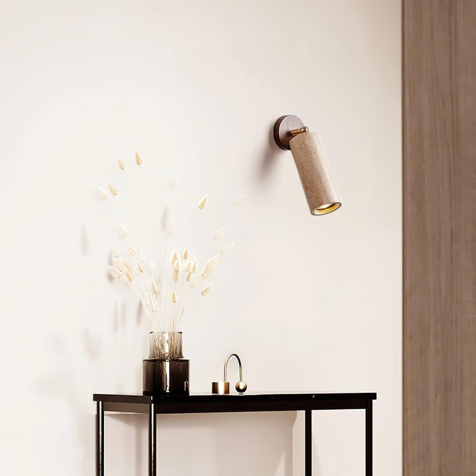 Mireille dark wood-colour wall lamp above a console