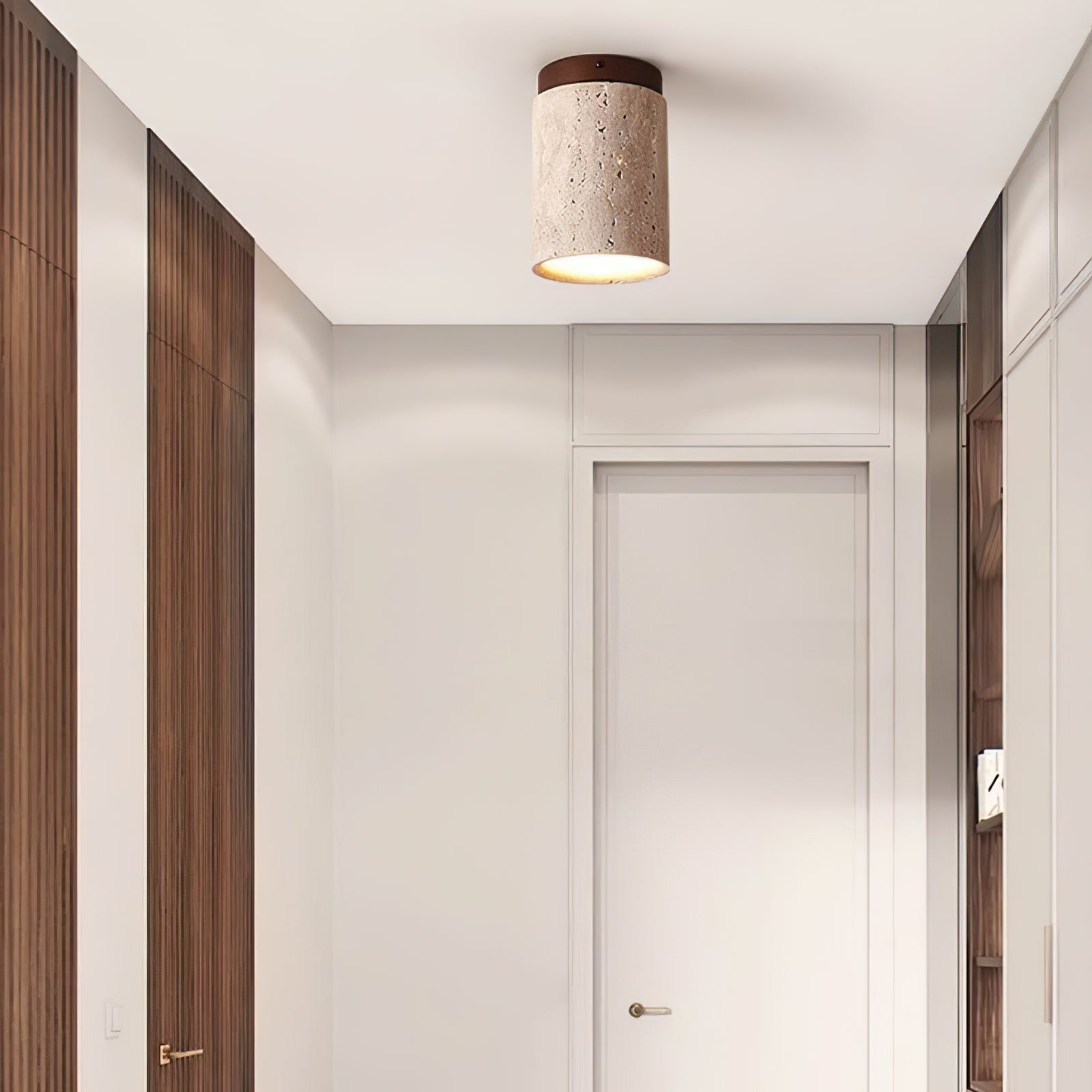 Wood and Stone Modern Flush Mount Light - Cueteks