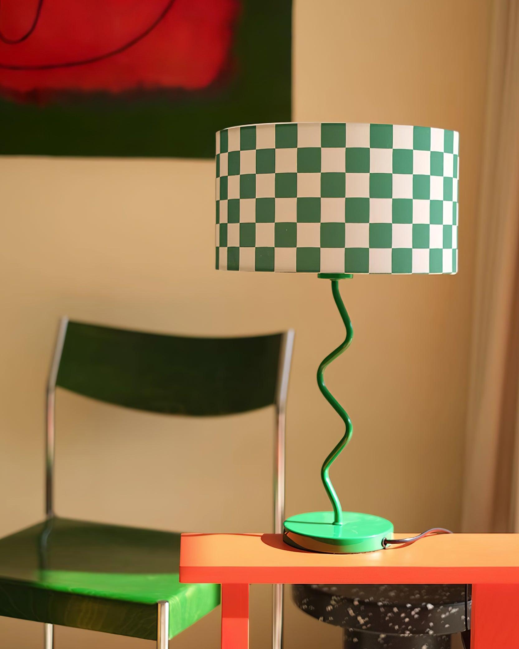 Green Grid Modern Table Lamp - Cueteks