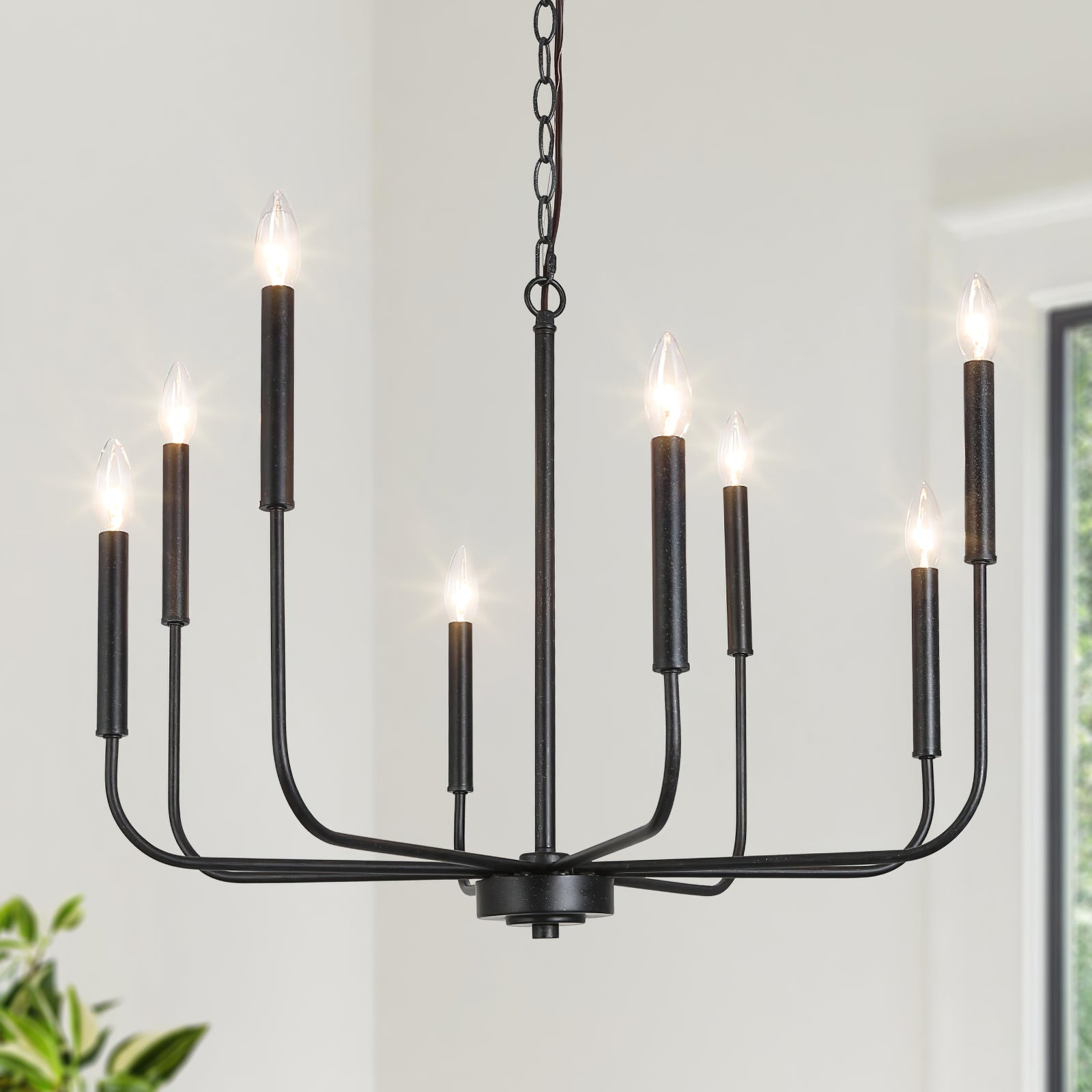 Modern Black Candlestick Chandelier - Cueteks